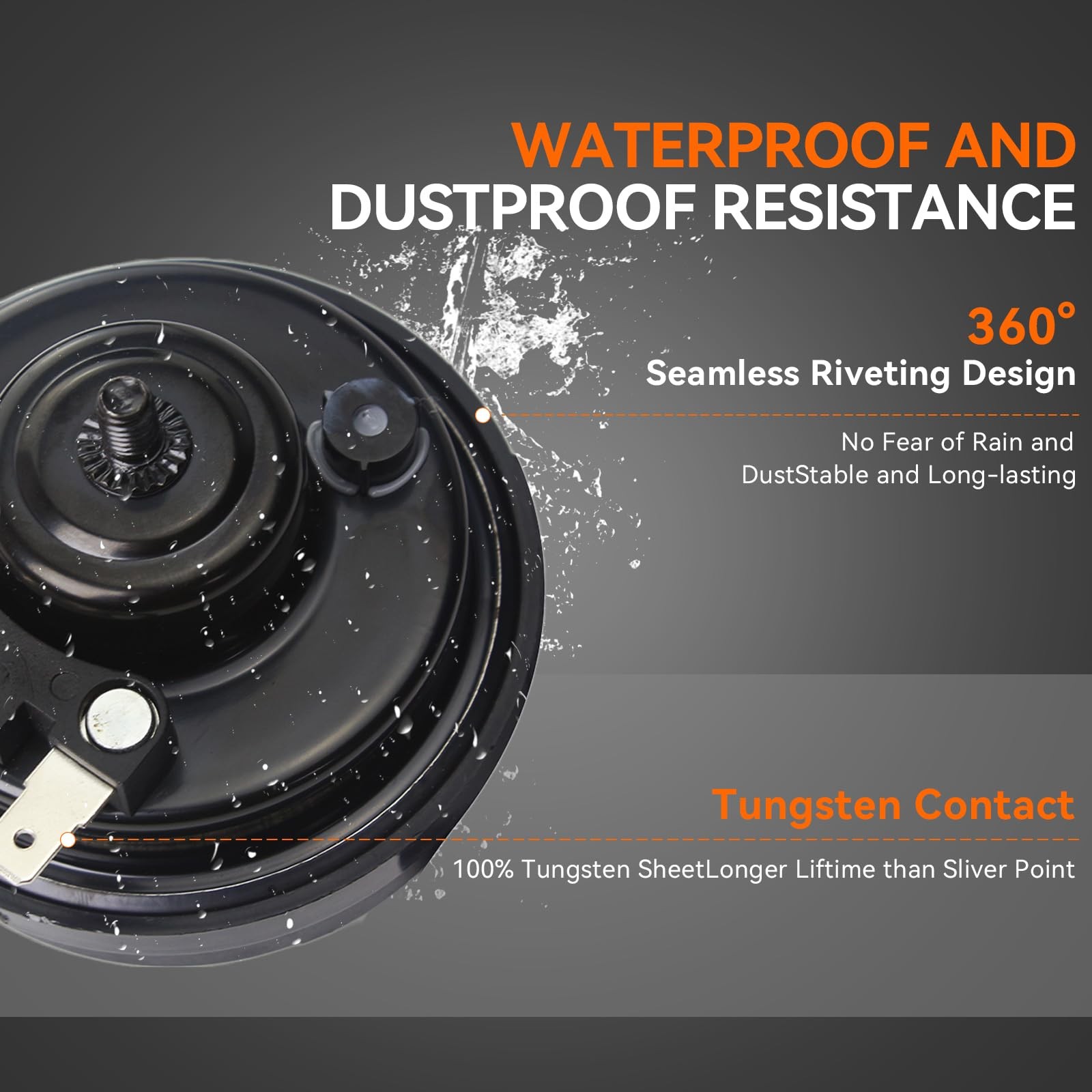 130DB Super Loud Electric Snail Horn Dual-Tone Waterproof Universal 12V Vehicle