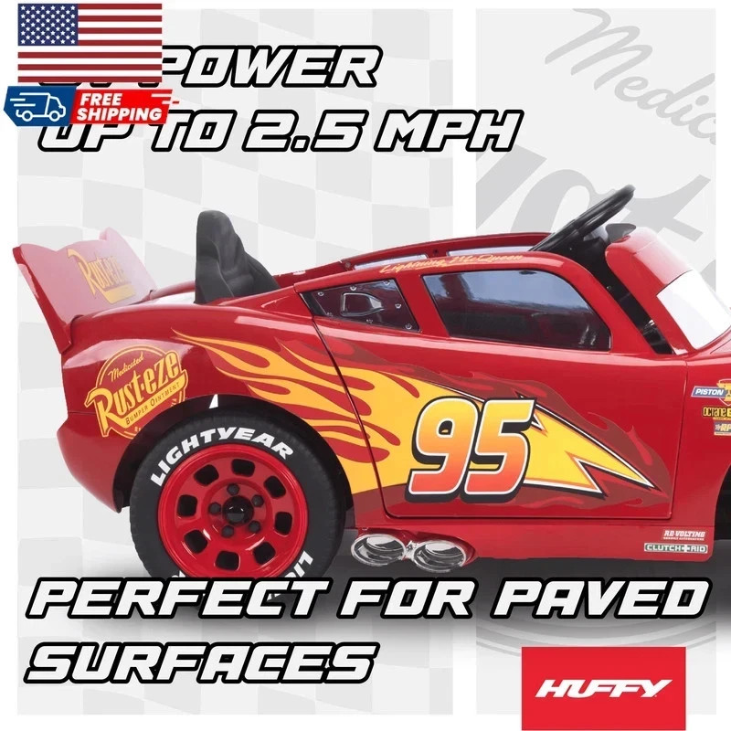Huffy 6V Disney Pixar Lightning McQueen Ride-On Toy Kids Ages 3-7 Red