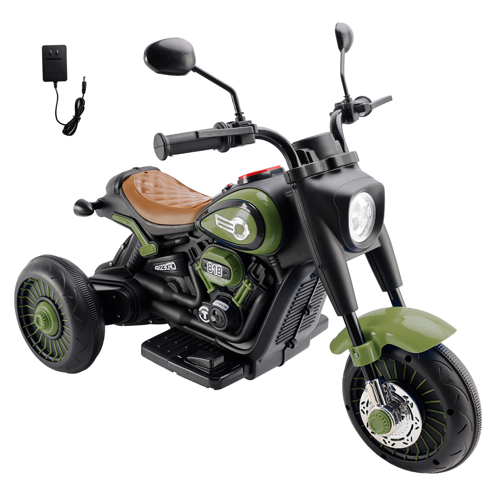 3Wheel 6V Kid Ride On Motorcycle Electric Toy With Colorful Light Music Green B9