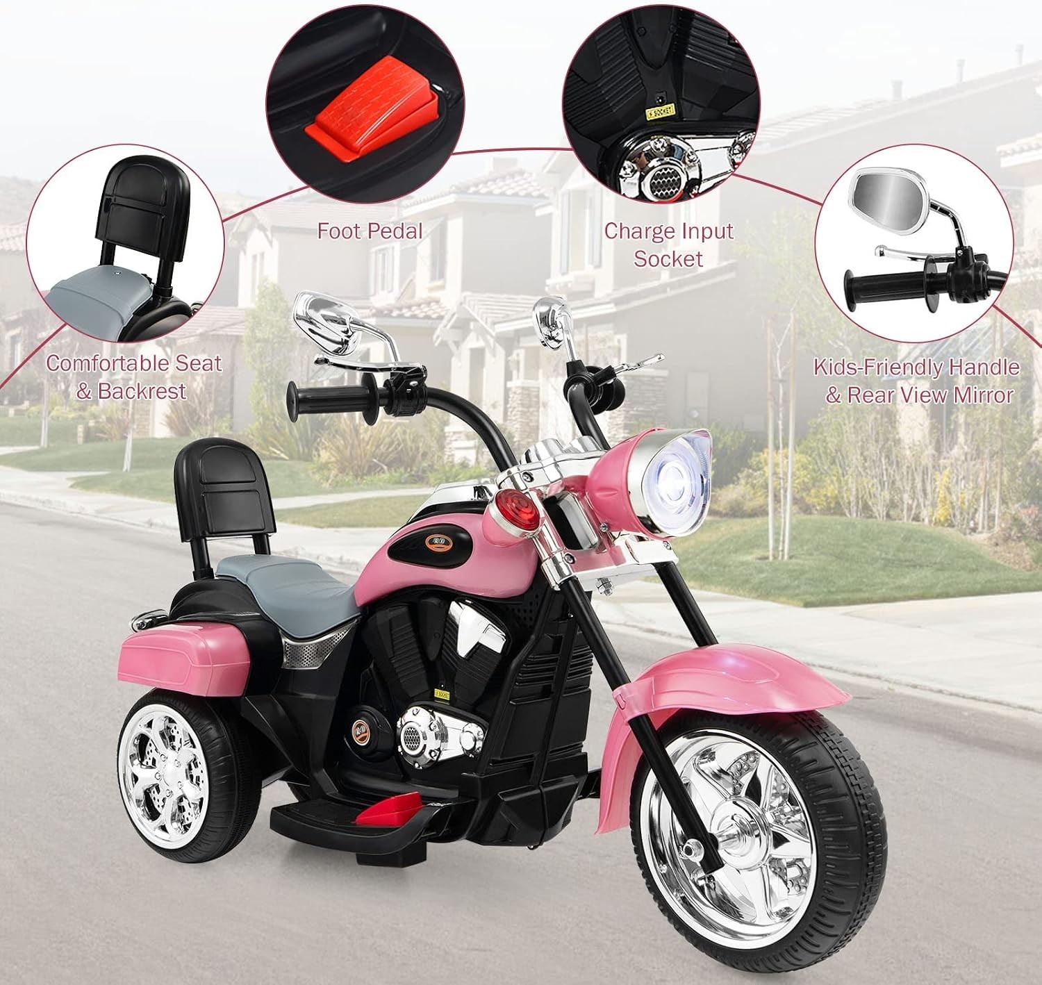 Electric Toddler Motorcycle with Adjustable Headlight