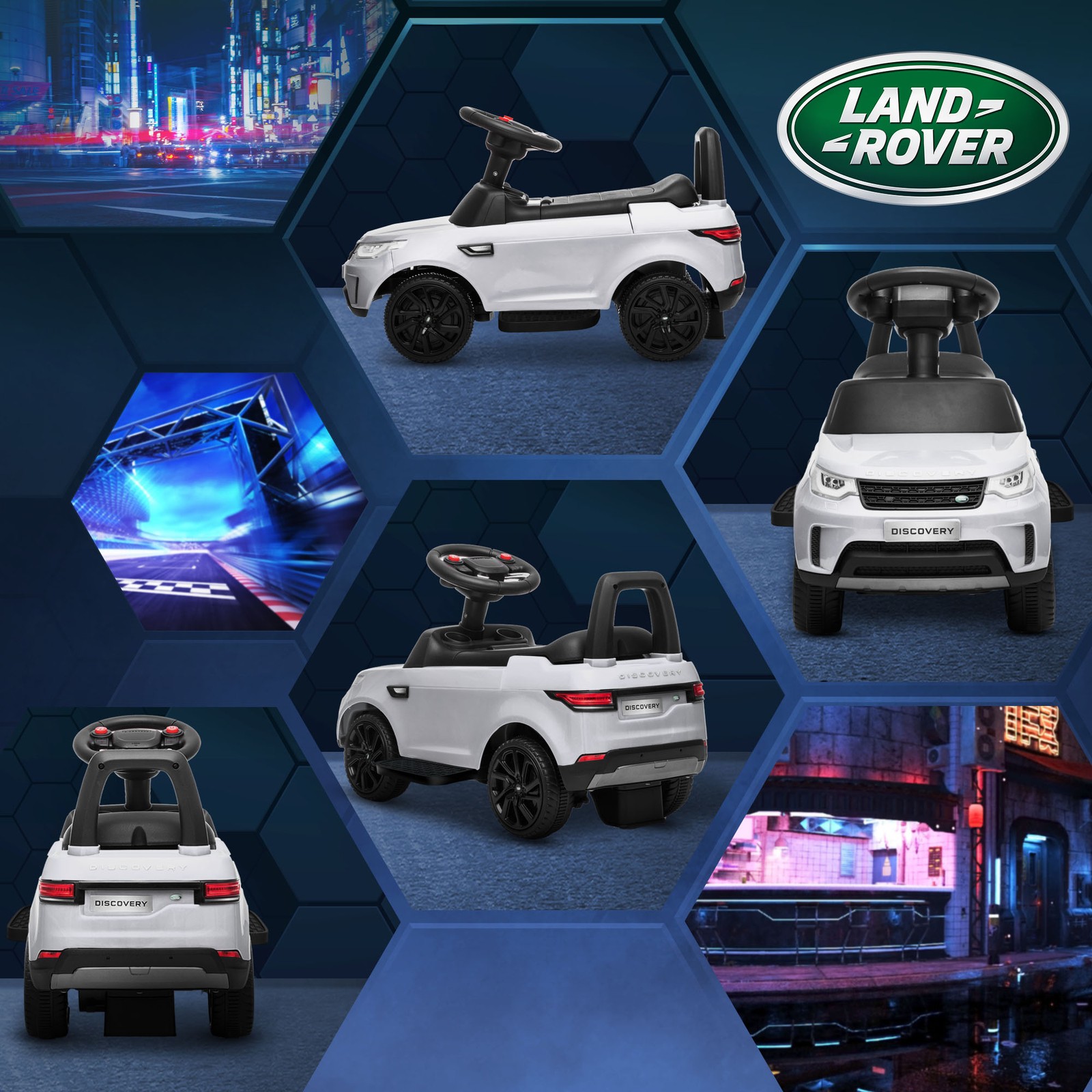 2 in 1 Land Rover Licensed 6V Ride On Car, Sliding Car, White