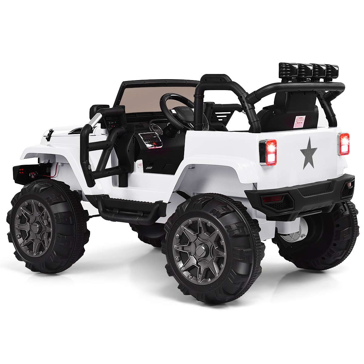 12V Kids Ride On Truck Car w/ Remote Control MP3 Music LED Lights White