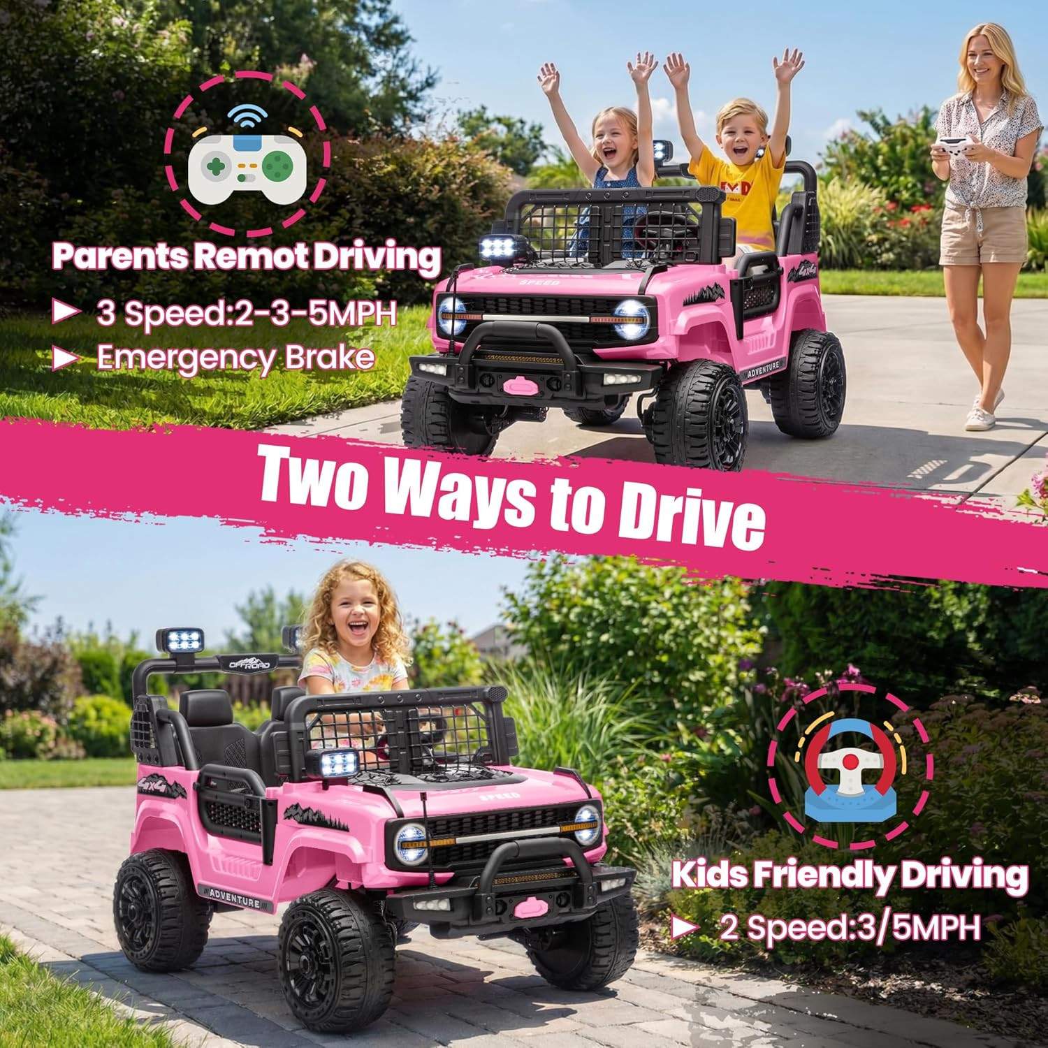 24V 800W 4WD Kids Ride On UTV 2 Seater Electric Off-Road Car with Remote Control