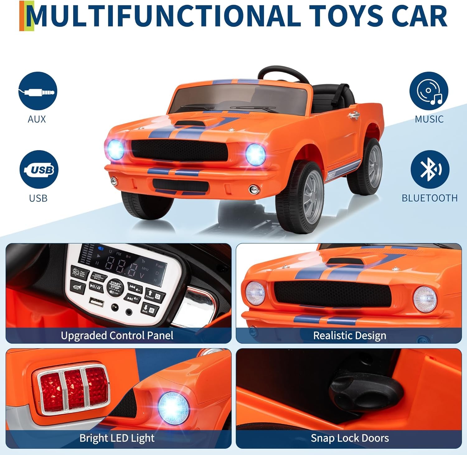 Kids Electric 24/12V Wheeler Car Ride on Toy Licensed Shelby GT350 w/ Remote Toy
