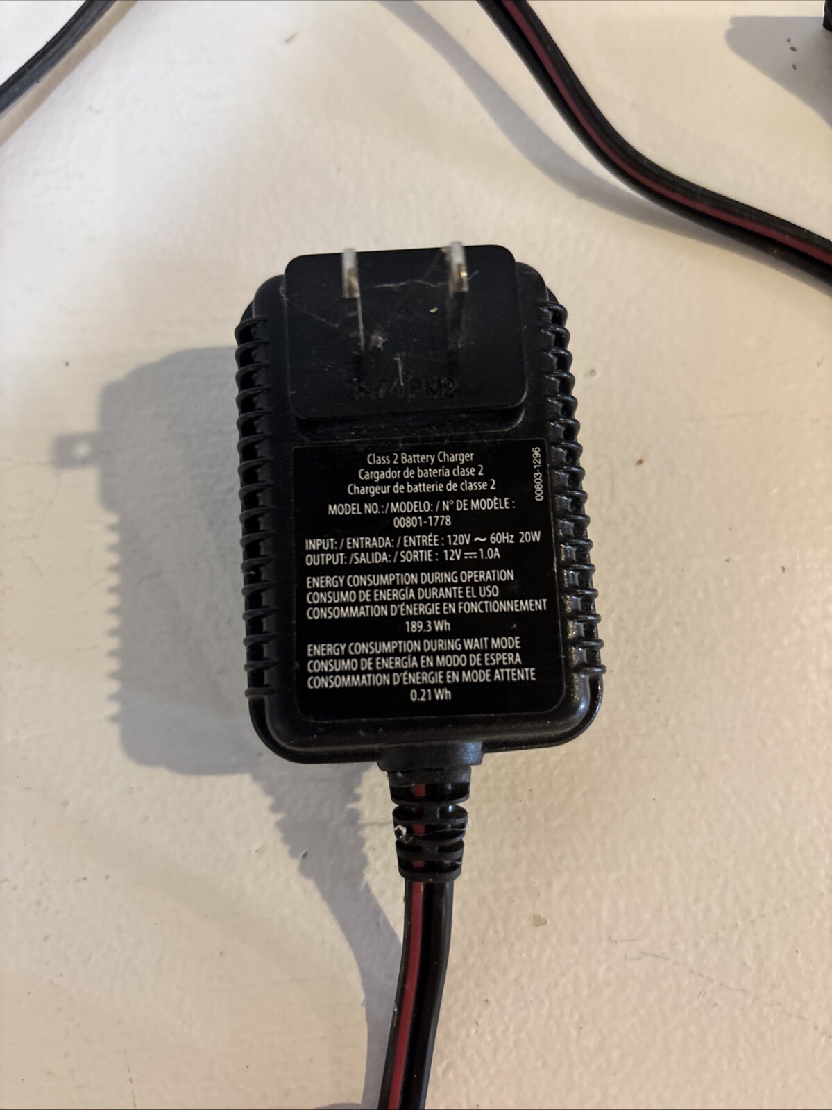Fisher Price Power Wheels 00803-1295 6V Class 2 Battery Charger OEM Genuine