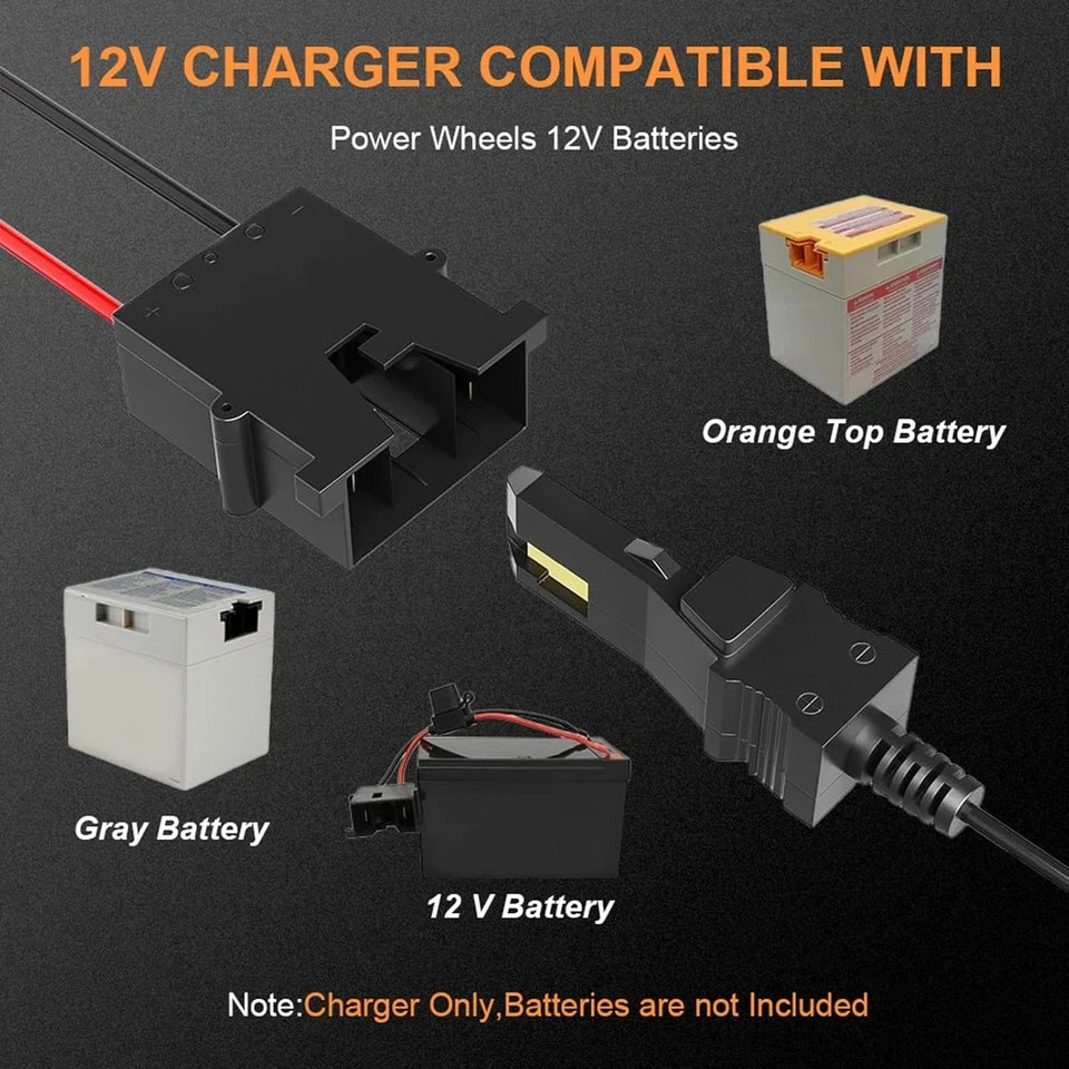 12V Battery Charger for Power Wheels Charger for Power Wheel Gray, Orange Top B*