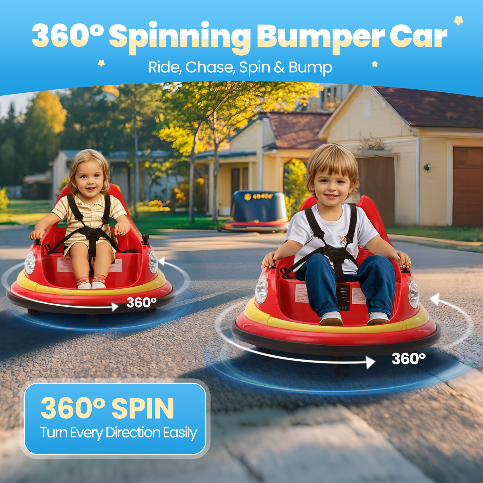12V Electric Bumper Car for Ages 1.5-6 Years with Remote Control DIY Stickers