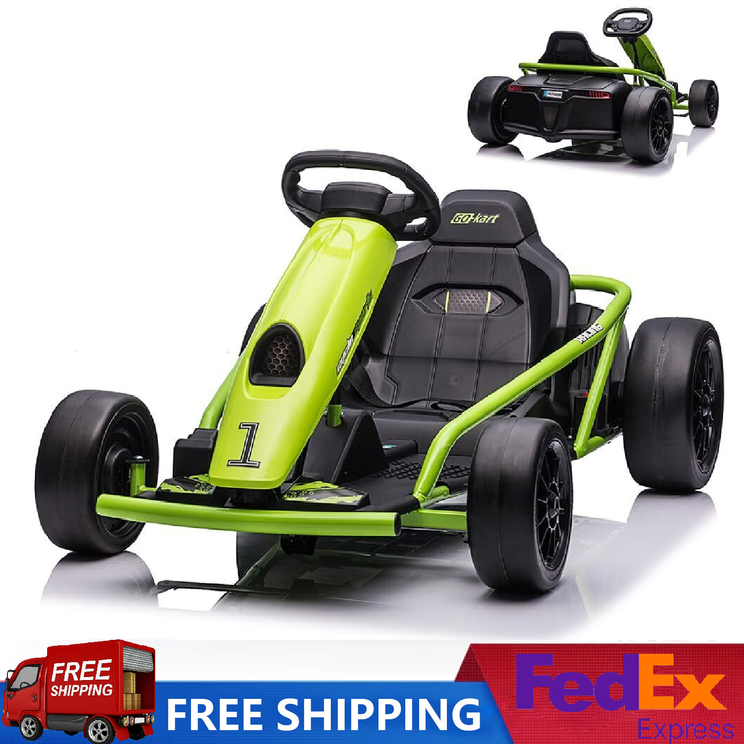 24V Electric Go Kart for Kids 9Ah Battery 8MPH High Speed Drifting Car Ride Toy