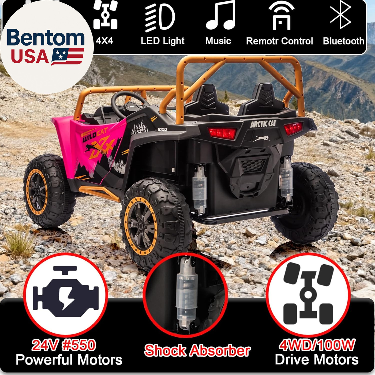 24V 4WD 10Ah 2-Seater Kids Ride on UTV XXXL with Parents Remote Control, 4X4 Off