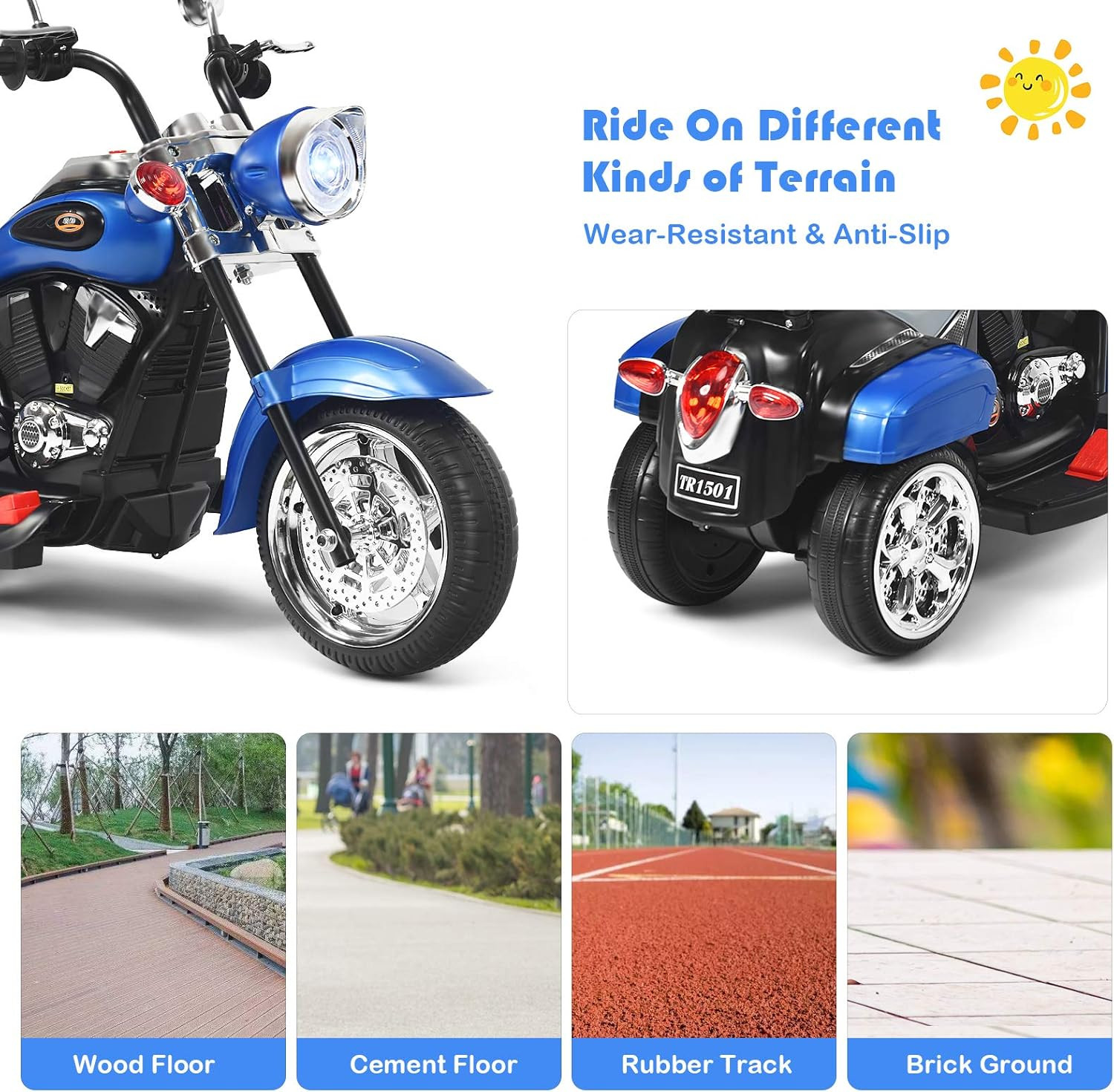 Electric Child Motorcycle Chopper Style Battery Powered Bike Motor Ride On Toy