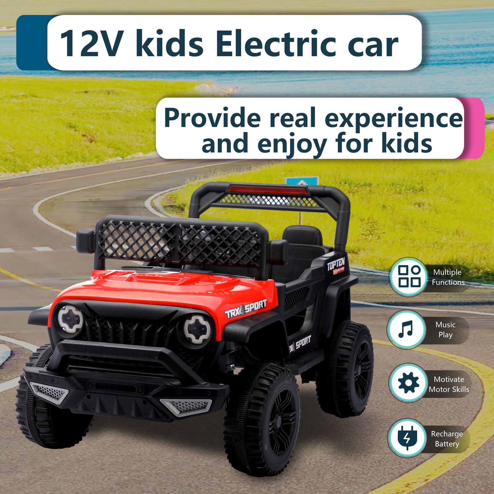 Ride on Car Kids Electric Car with Remote Control Swing for 3~6 Years Gift Red