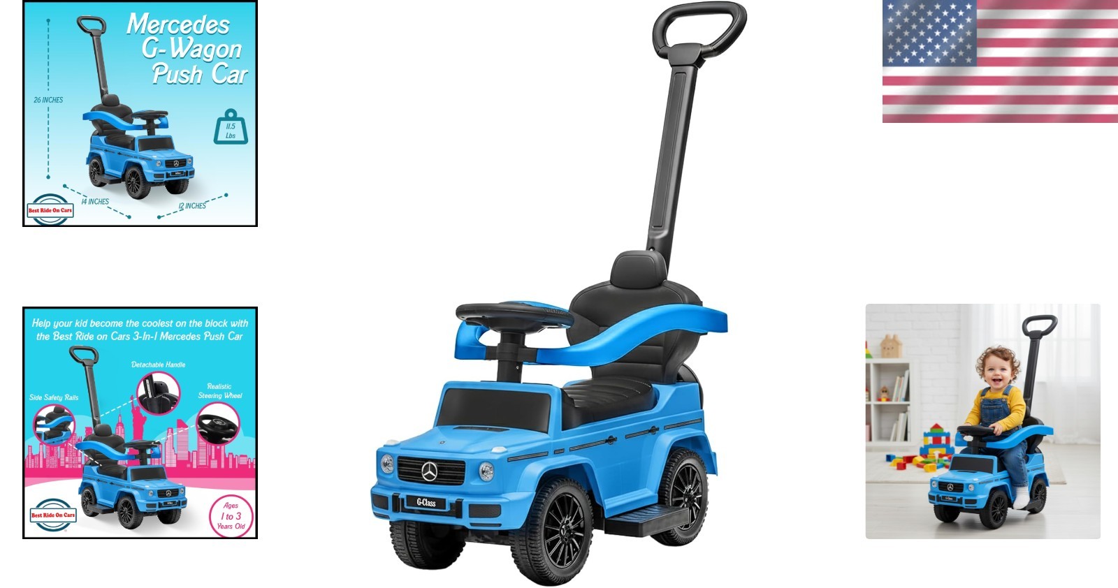 Kids Mercedes G-Wagon Push Car with Sound Features & Hidden Storage for Ages 1-3