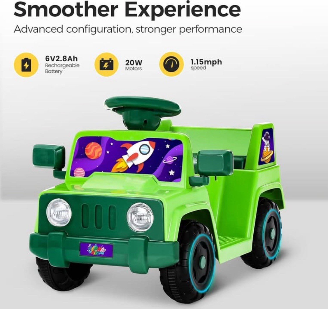 6V Interactive Electric Car for Toddlers, Stellar Galaxy Theme Wiggle Car
