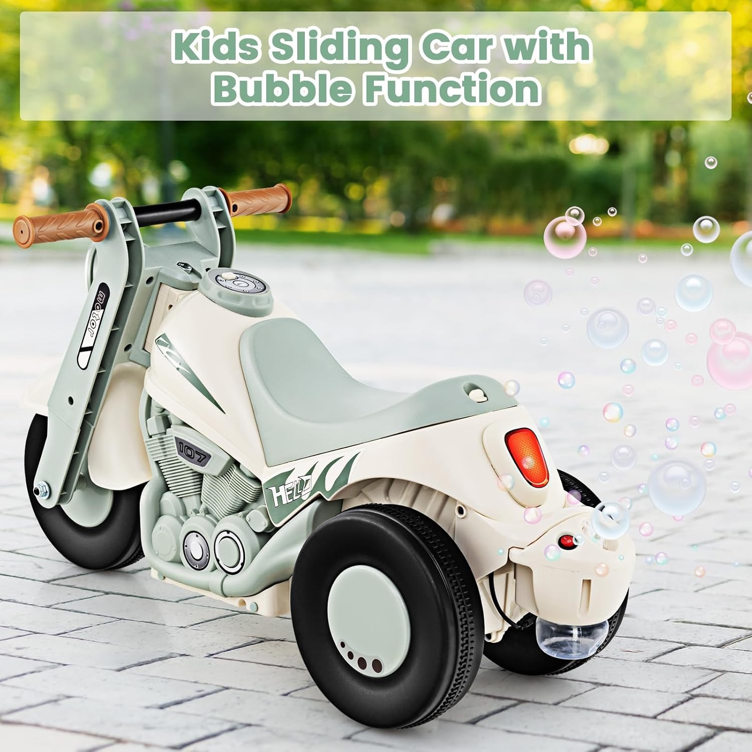 Push Car Sliding Car w/ Bubble Maker Foot-to-Floor Sliding Car Ride on Toys Gift