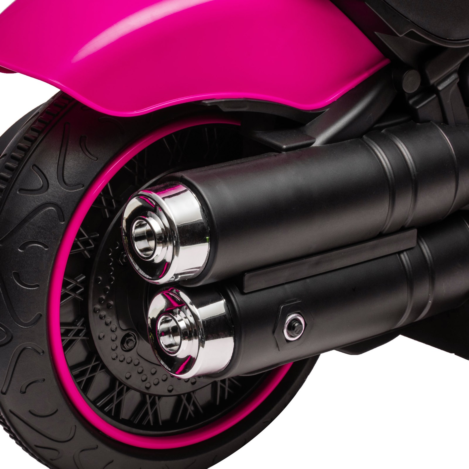 6V Kids Motorcycle w/ Training Wheels, One-Button Start, Pink