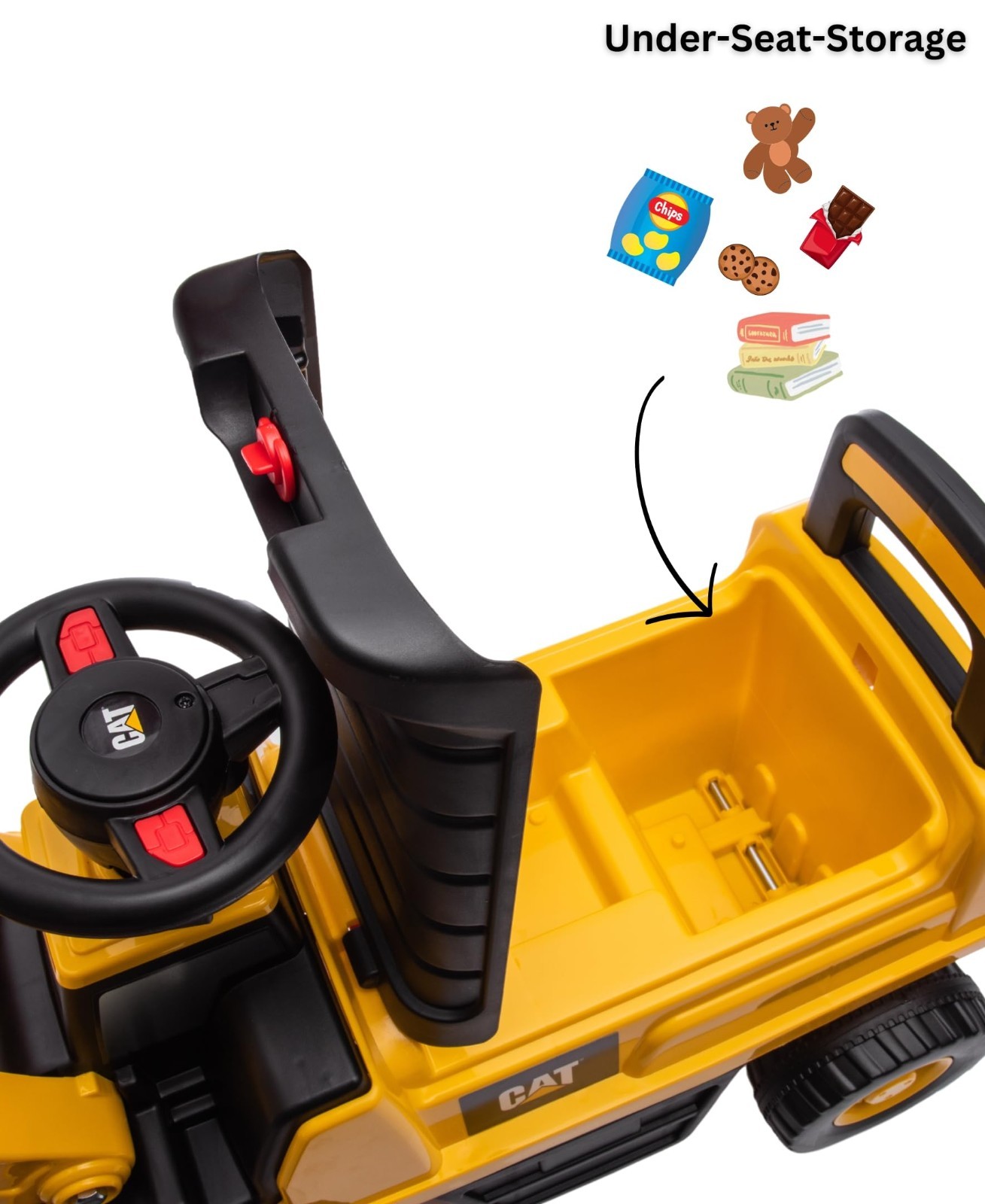 Licensed Excavator Ride-On Digger Toy for Kids – Rotating Bucket & Storage – Tod