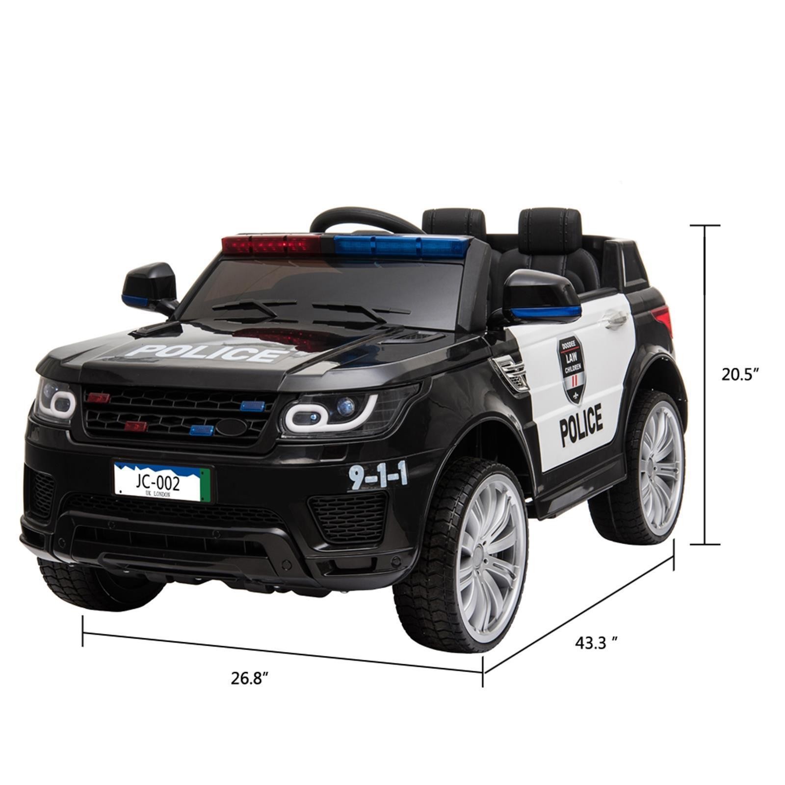 Electric Police Car Kids Ride On SUV Toy RC w/ Remote LED Light for 3 to 8 Ages