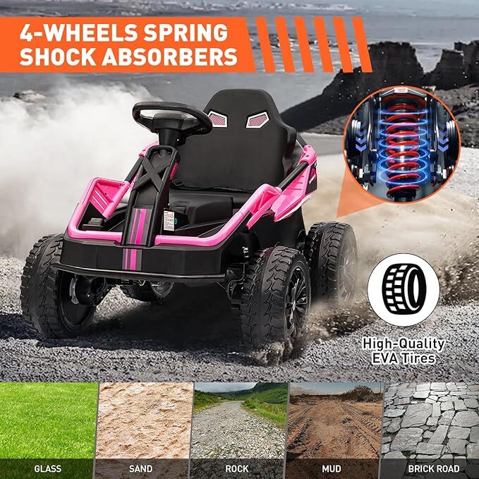 24V Ride On Toy for Big Kids 4x200W Dual Driving Modes Shock Absorbers Durable T