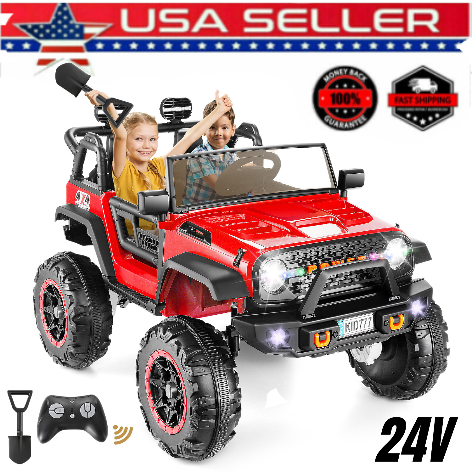 24V Kids Ride on Car,Electric Truck 400W Motor 3 Speeds 4×4 Powerful Engine Gift