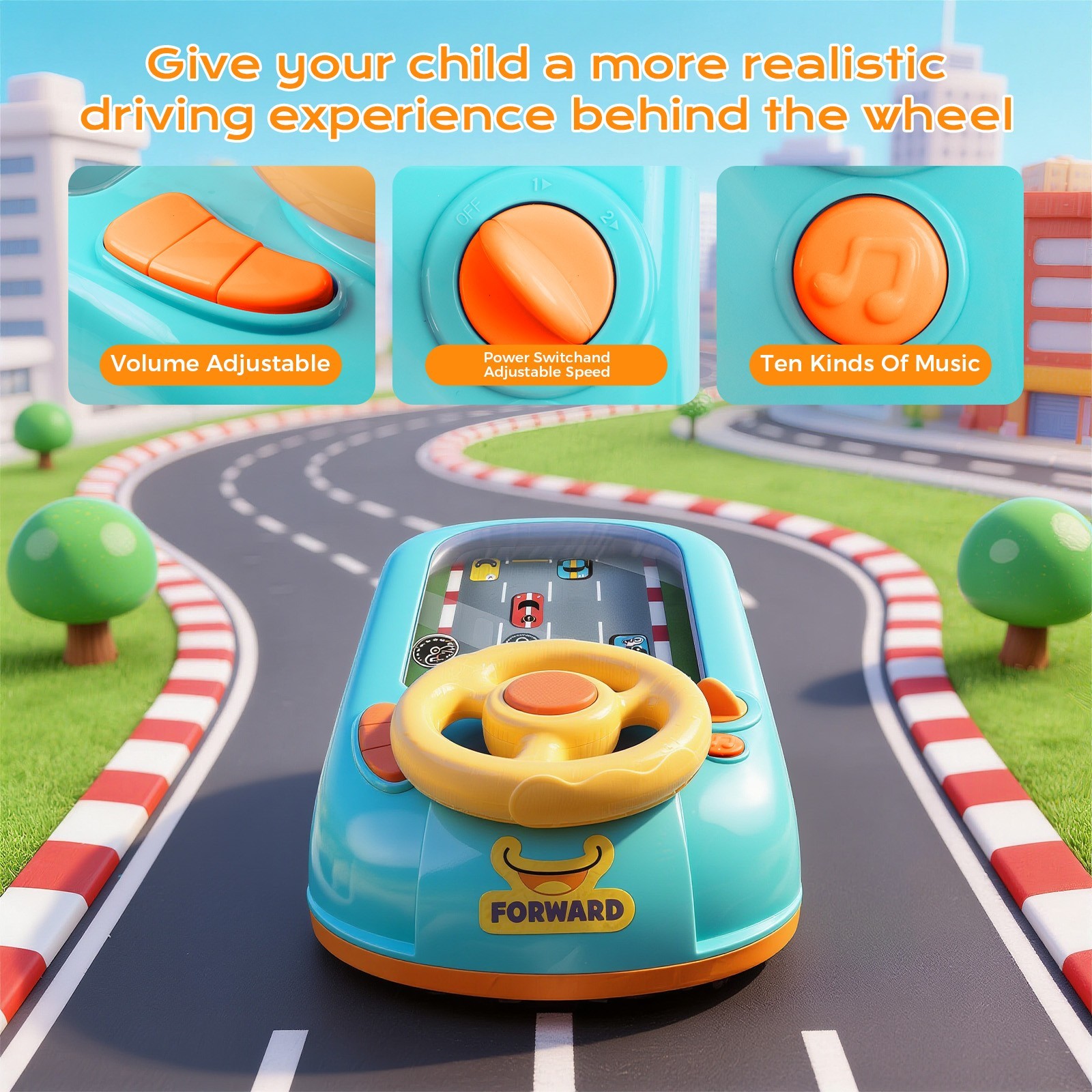 Racing Car Steering Wheel Driving Adventure Game Toy Simulation Racing for Kids