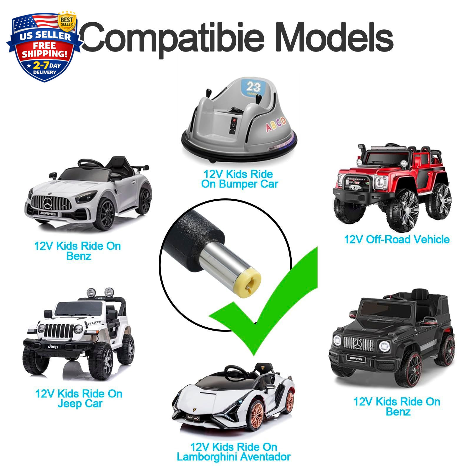 12 Volt Battery Charger for Ride on Toys, 12V Kids Ride on Car Charger for Best