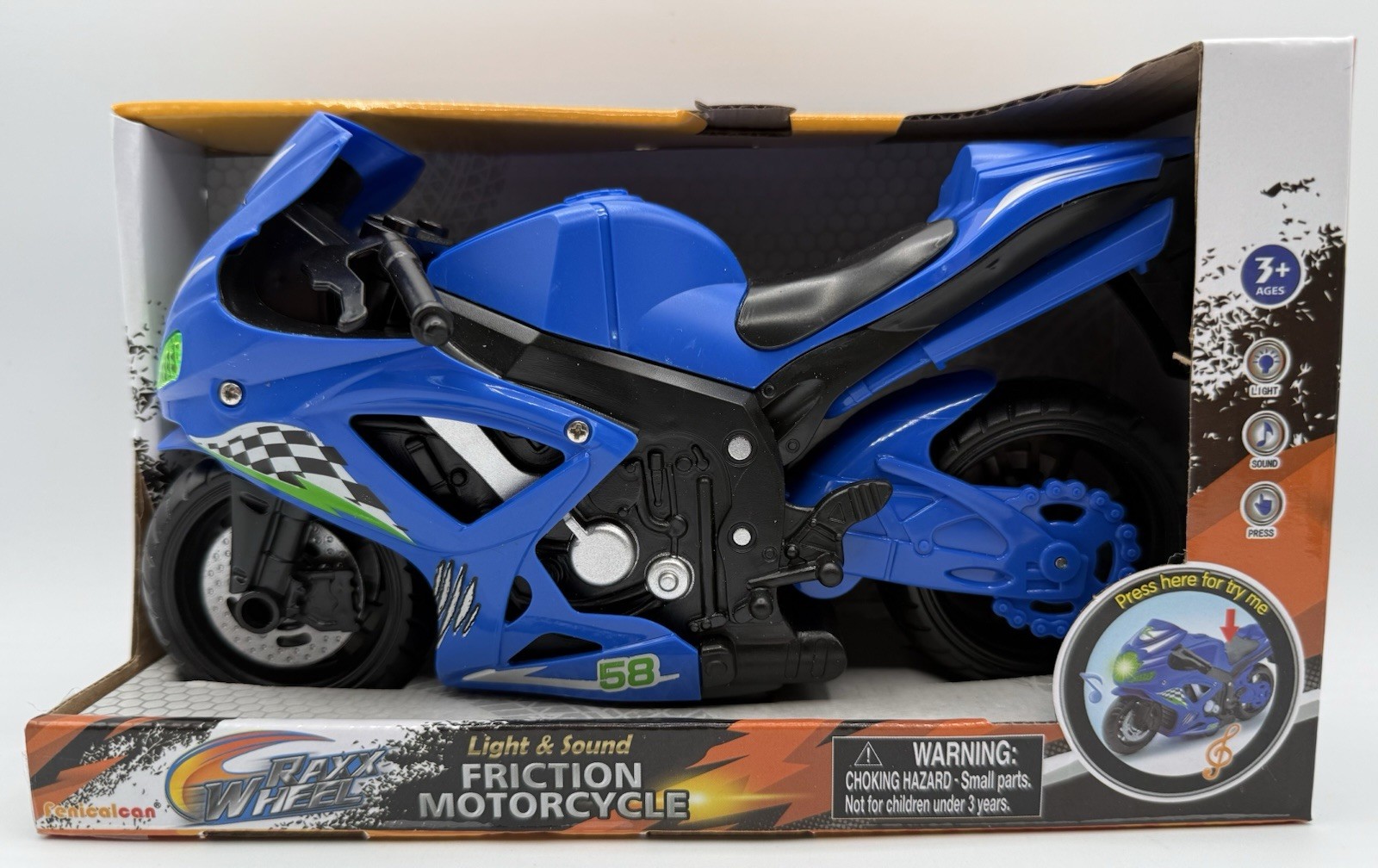 Raxx Wheel Motorcycle Light And Sound Friction Blue By Fenicalcan New