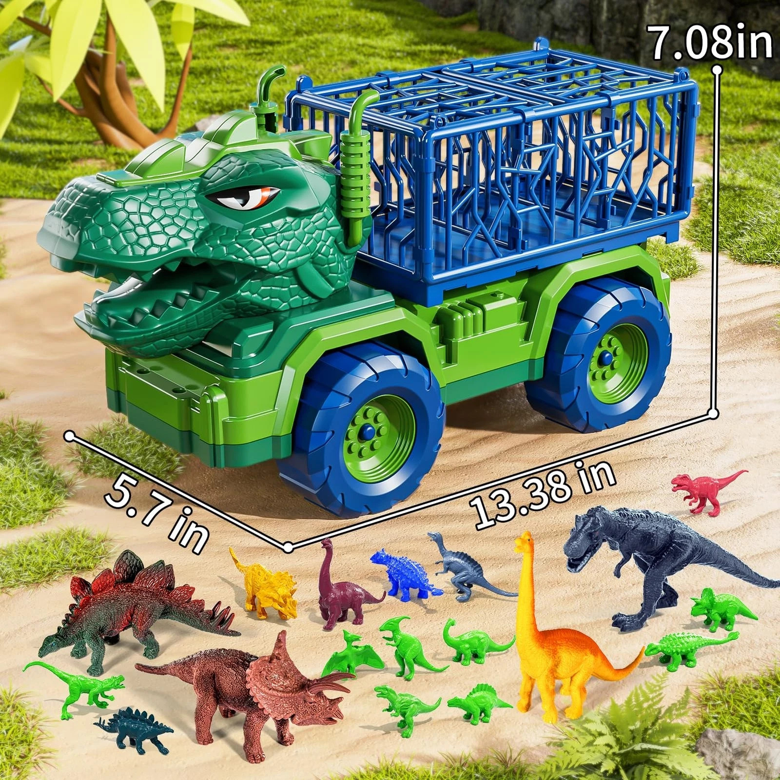 22 in 1 Toddler T-rex Dinosaur Truck Toy Set for Kids Boys 3-5 5-7,…