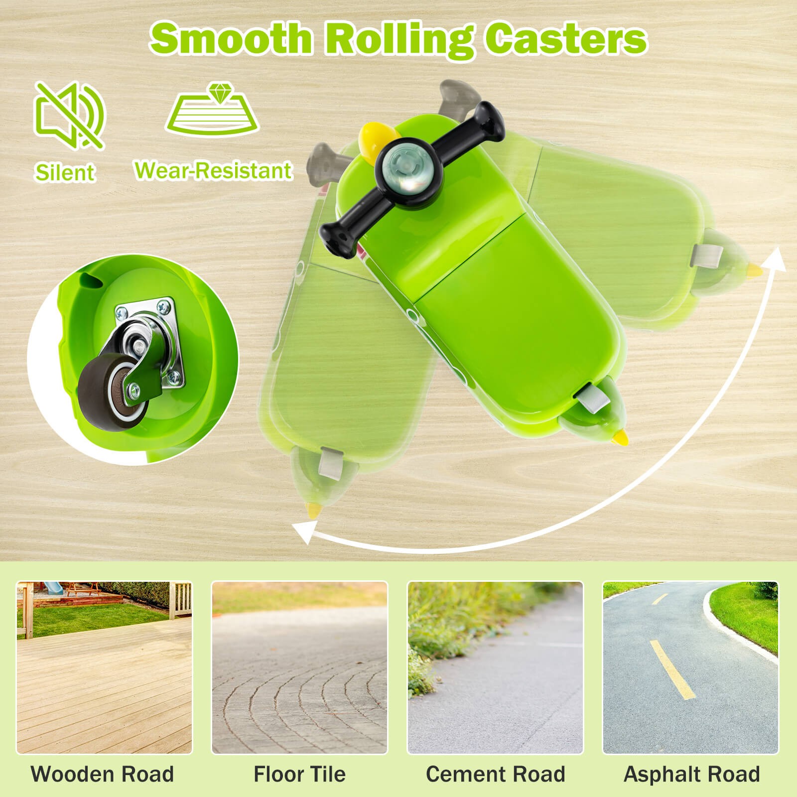 Ride on Toy Baby Dinosaur Sliding Car w/ 4 Universal Casters Under-Seat Storage
