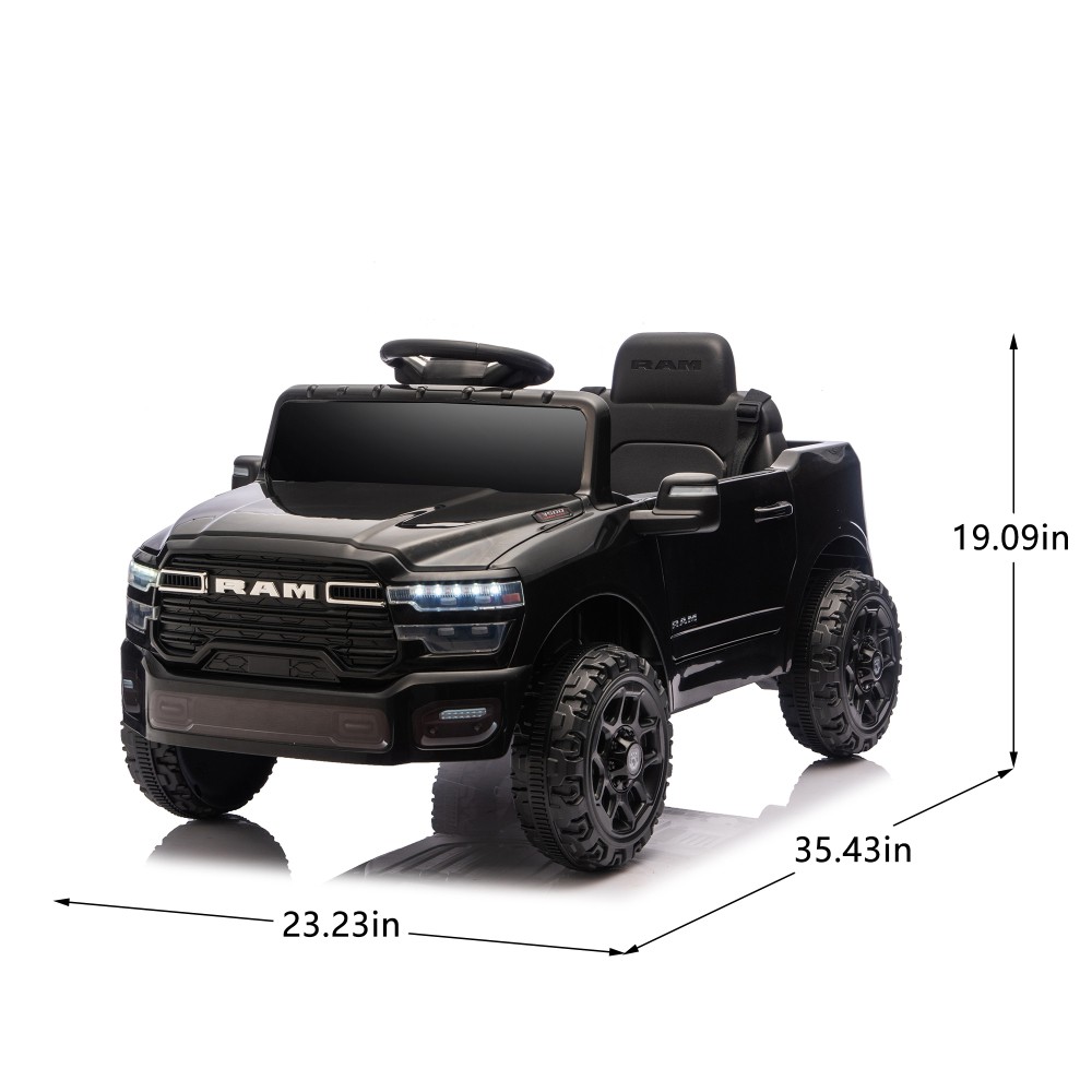Licensed Dodge RAM 12V Ride On Truck w/ Remote Bluetooth Music for Kids Ages 3-6