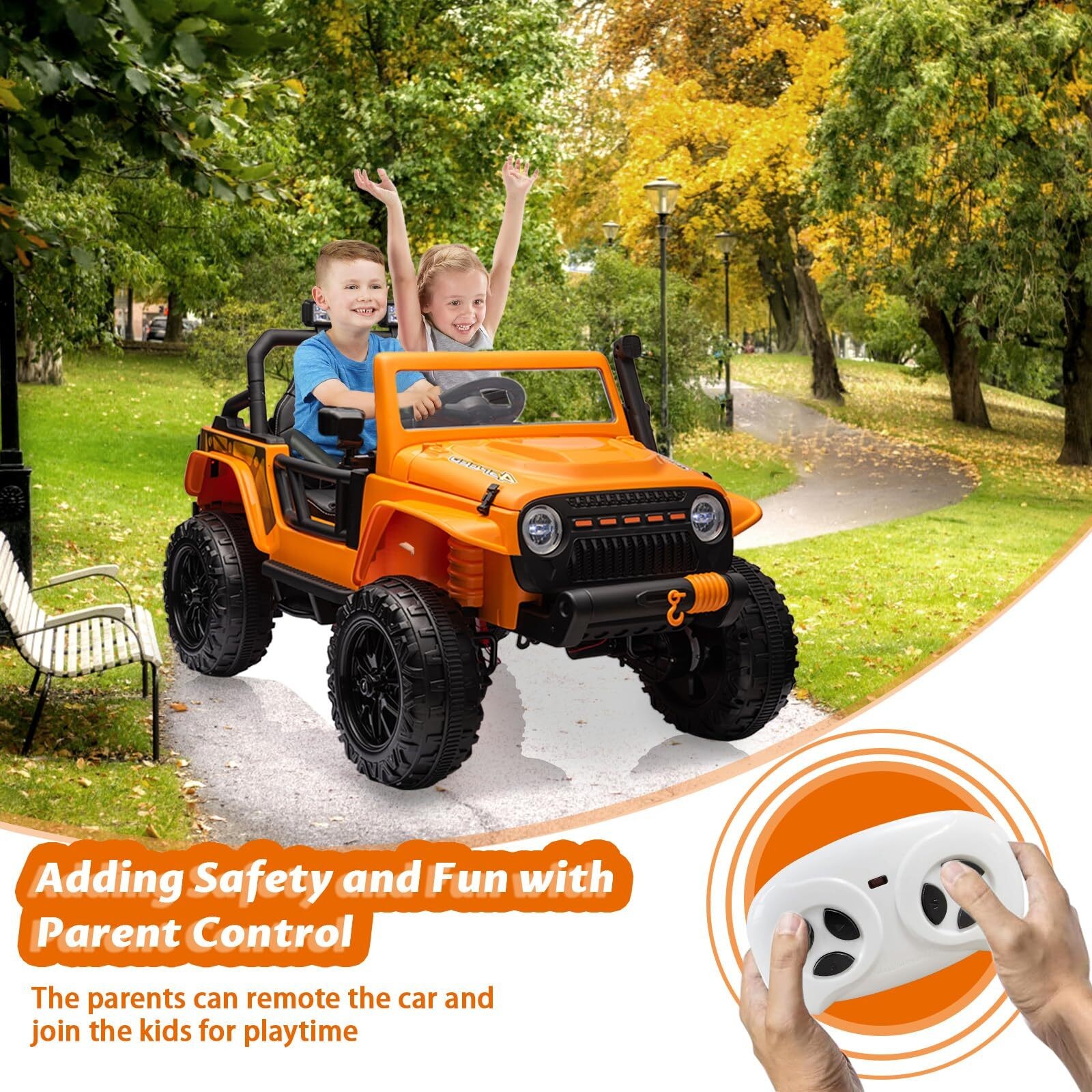 24V Ride on Car Truck for Kids Toy Car with Remote Control, Music, LED Lights