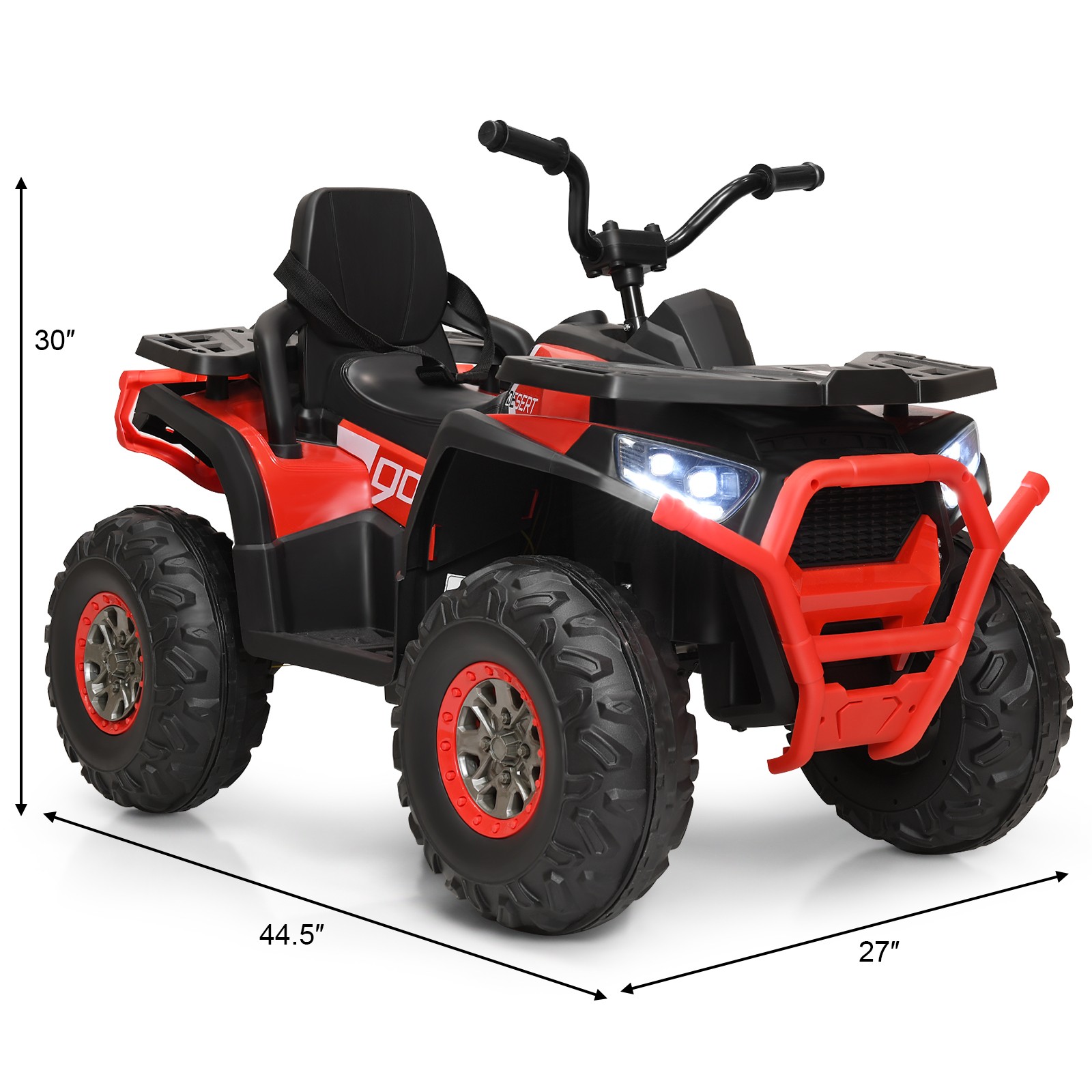 12V Kids Electric 4-Wheeler ATV Quad 2 Speeds Ride On Car w/MP3&LED Lights Red