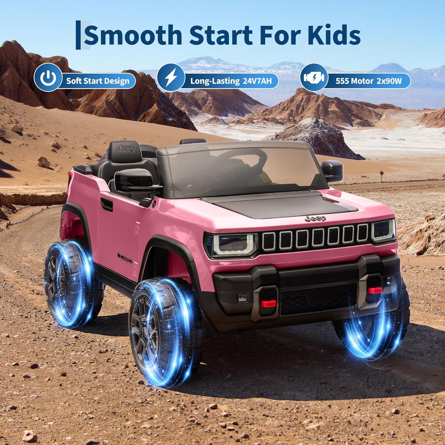 24V 2 Seater Kids Ride on Car Electric Truck Toys for Big Kids Ages 3-8