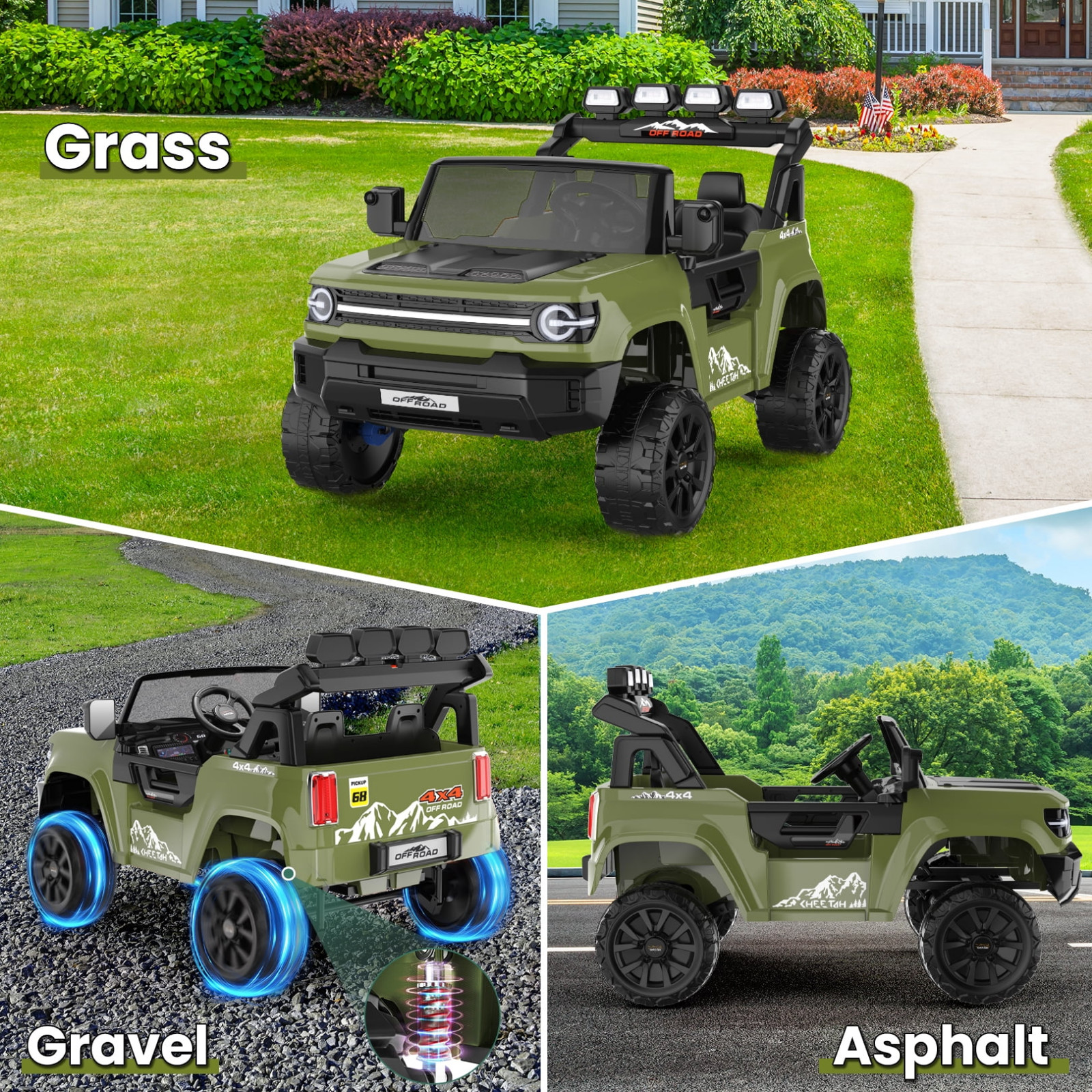 24V Kids Ride on Toy Electric Power Wheels Car 4mph with Parental Remote, Music