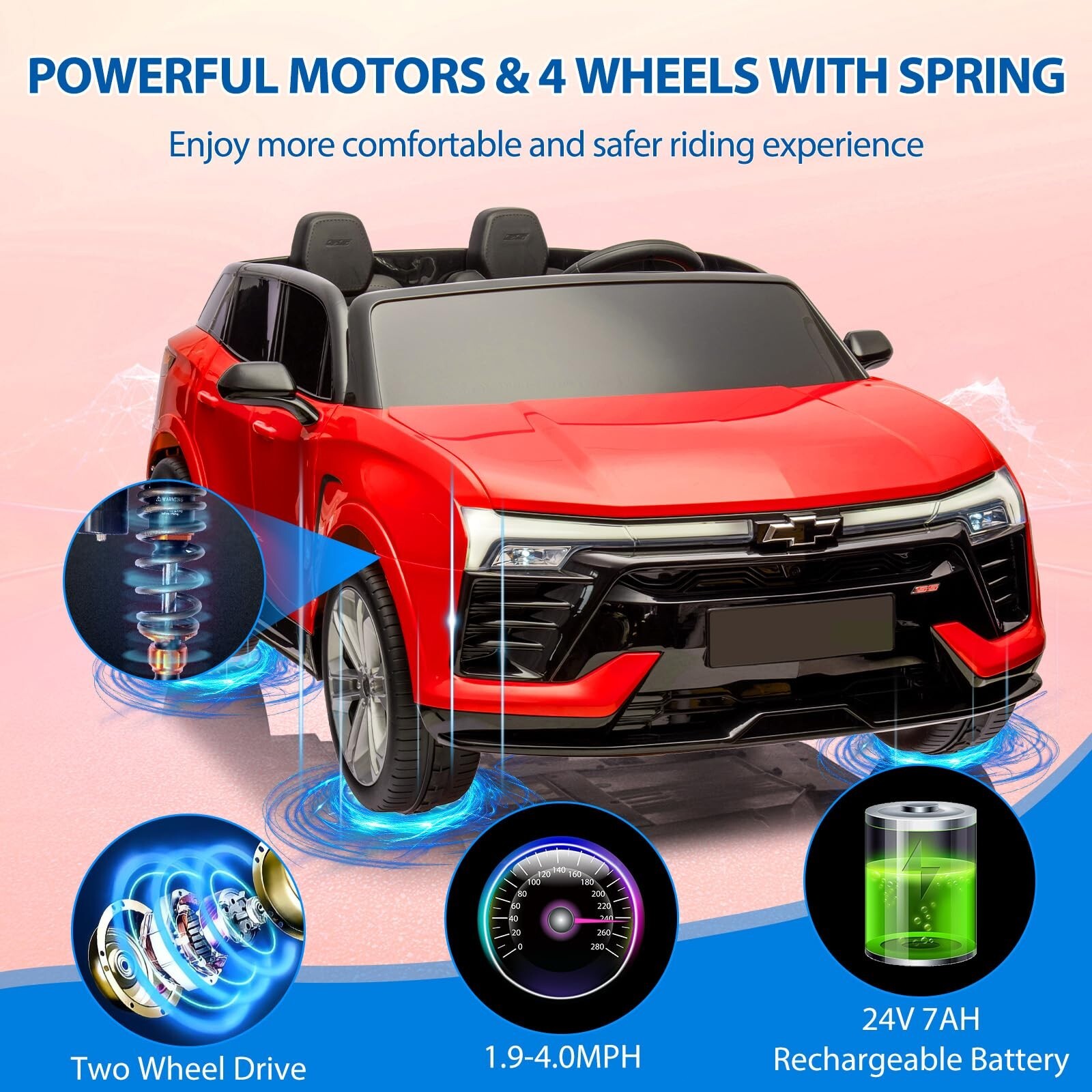 Kids Ride On Car 24V 2-Seater SUV Licensed Chevrolet Blazer w/ Remote Control