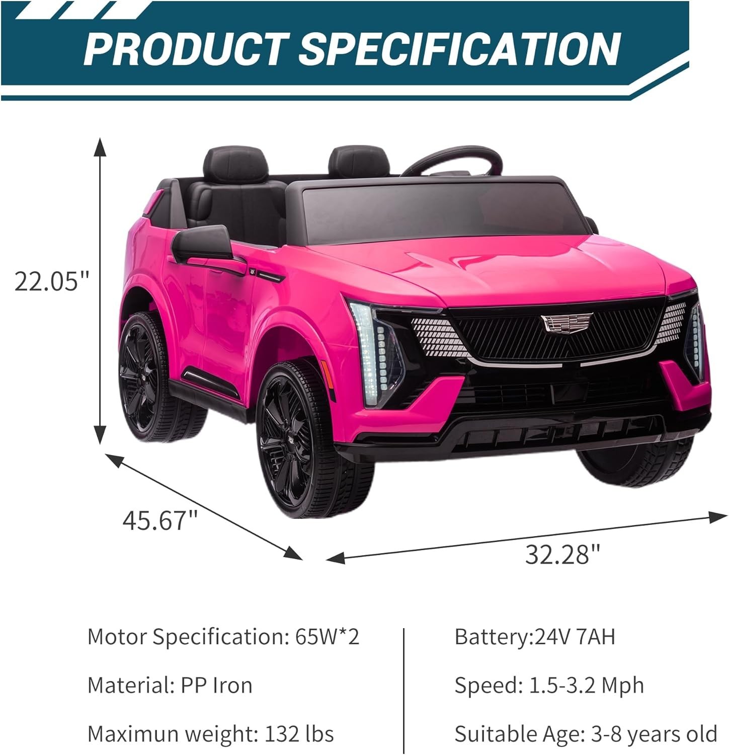 Electric 24V Battery Kids Ride On Truck Car 2-Seater Vehicle w/Remote, LED Light
