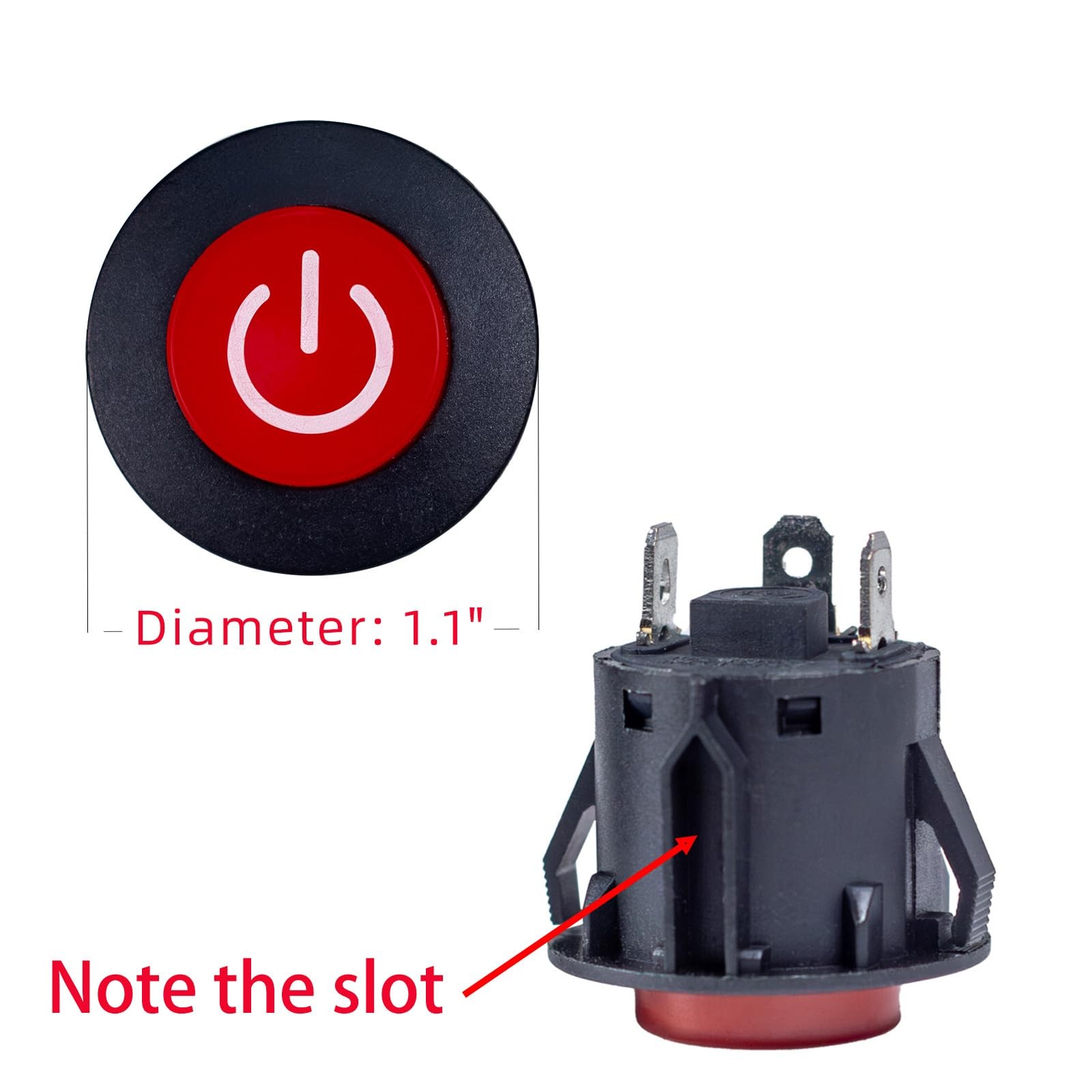 2Pcs 3 Pin Switch for Kids Electric Cars, Push Button, Manual, Red