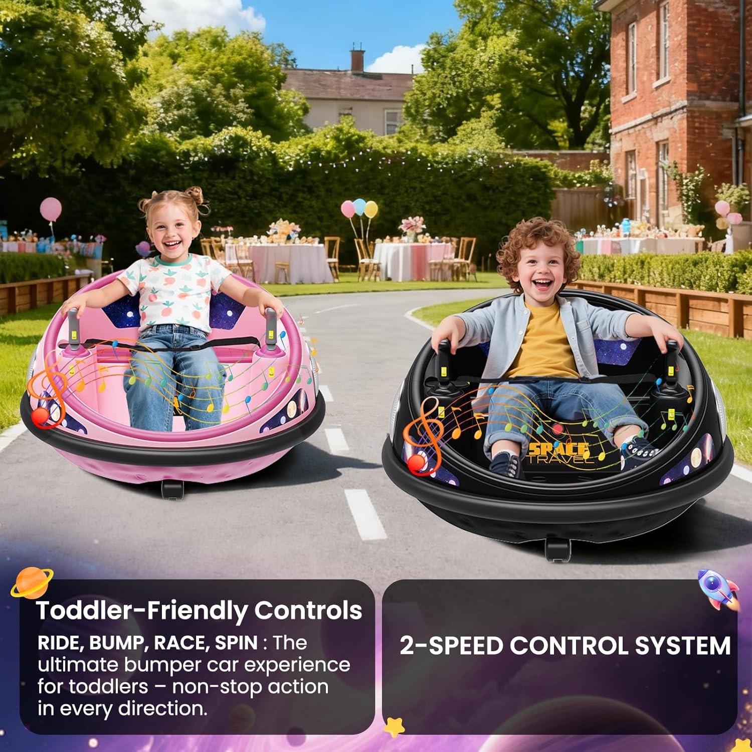 12V Electric Toddler Ride On Bumper Car Toy 360 Spin Remote Control LED Lights