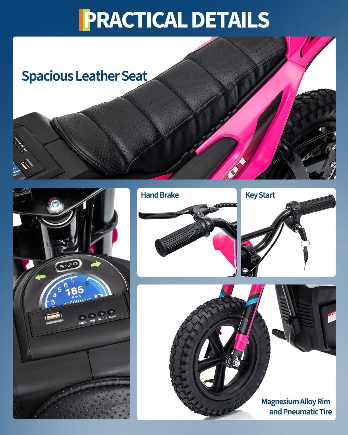 24V 350W Kids Electric Dirt Bike, 13.67 MPH, 12-Mile Range with Rear Suspension