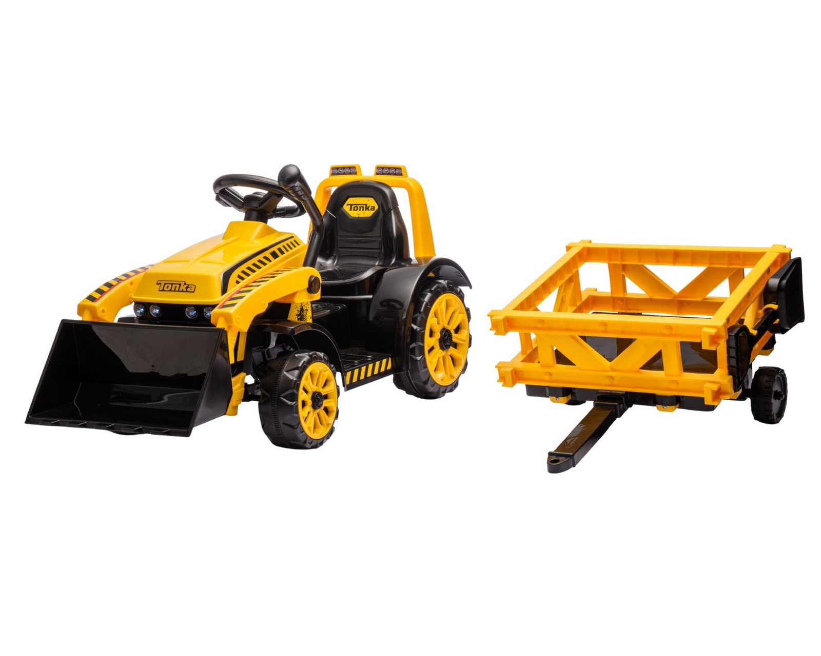 Ride On Cars Tonka 6V Construction Tractor Ride-On with Trailer Kids Ride On
