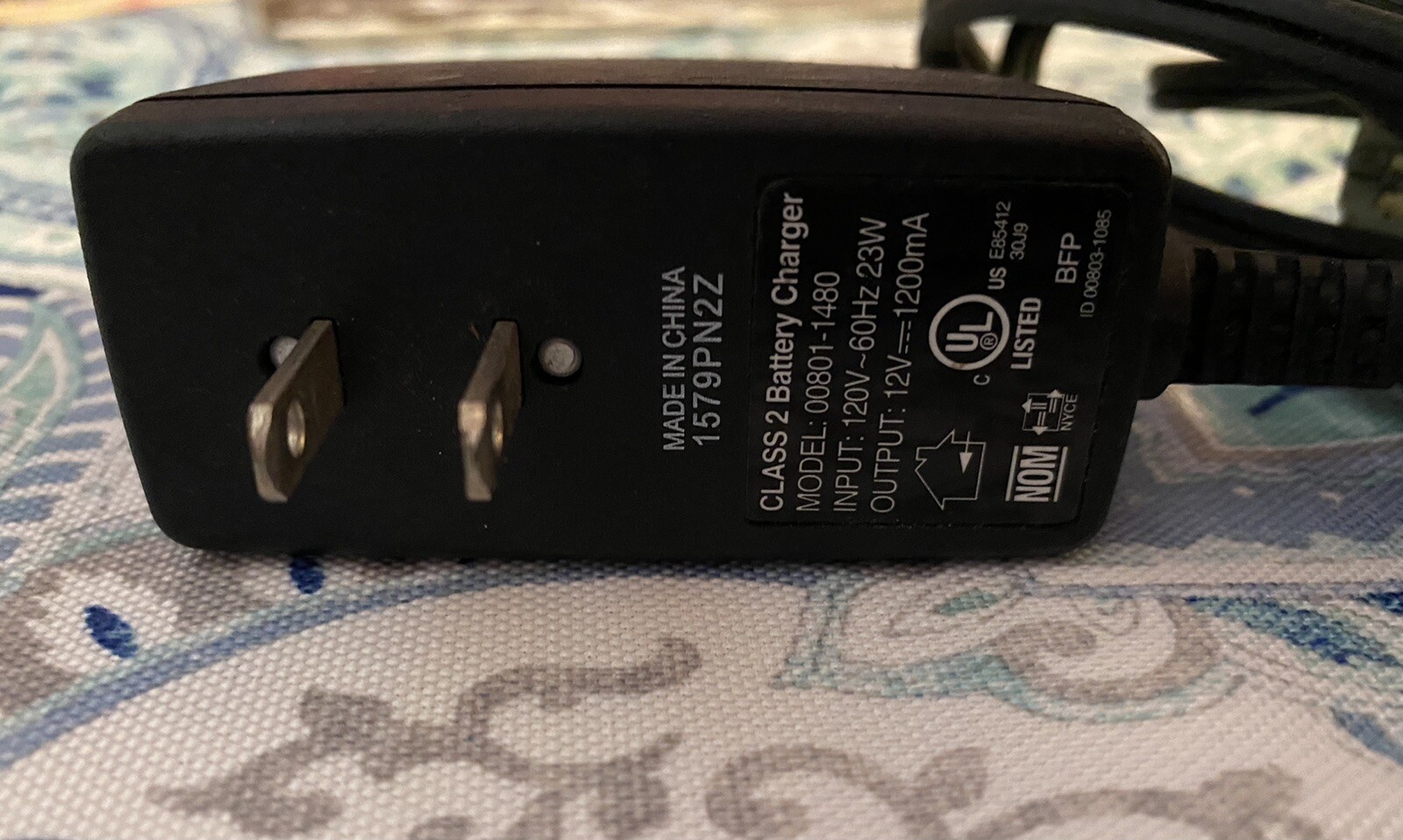 Power Wheels Fisher Price Original 12V Battery Charger Cord 00801-1480 Genuine