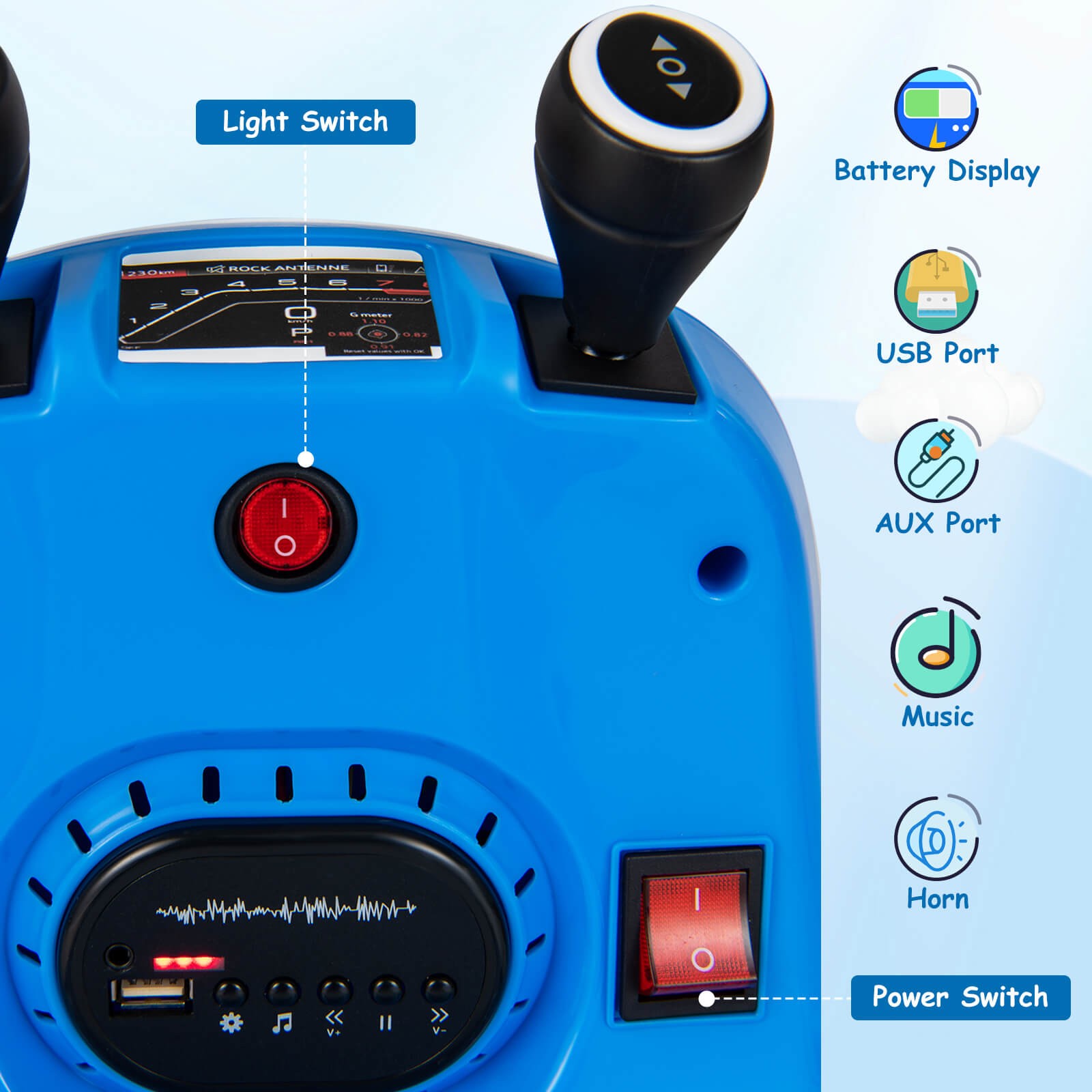 12V Kids Ride On Bumper Car Electric Toddlers Vehicle with Remote Control Blue