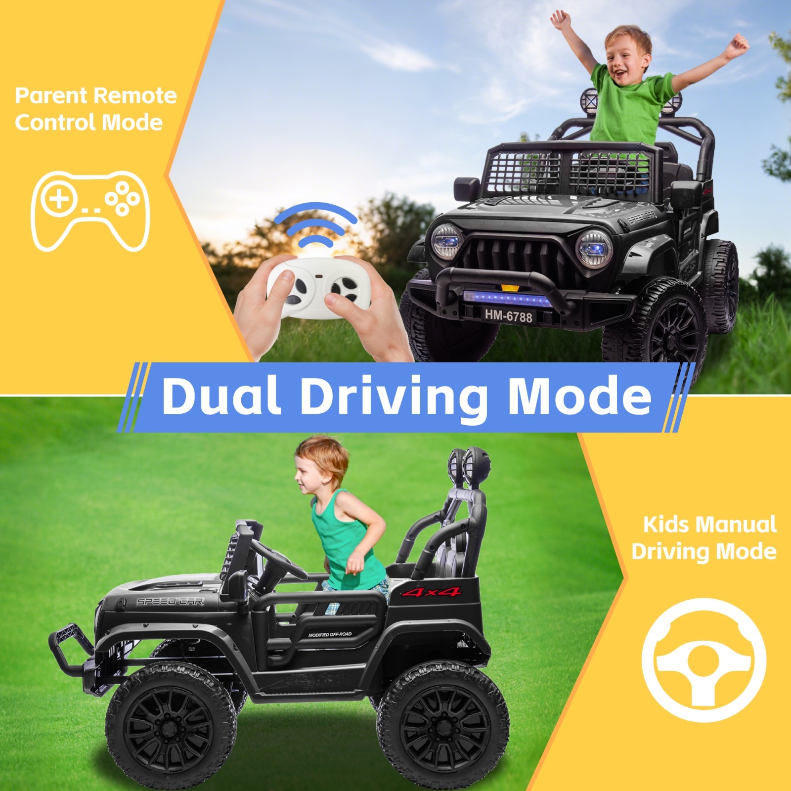 24V Kids 2 Seater Truck 2-Speed 6mph Ride on Toy w/Remote Age for 3-8 Xmas Gifts