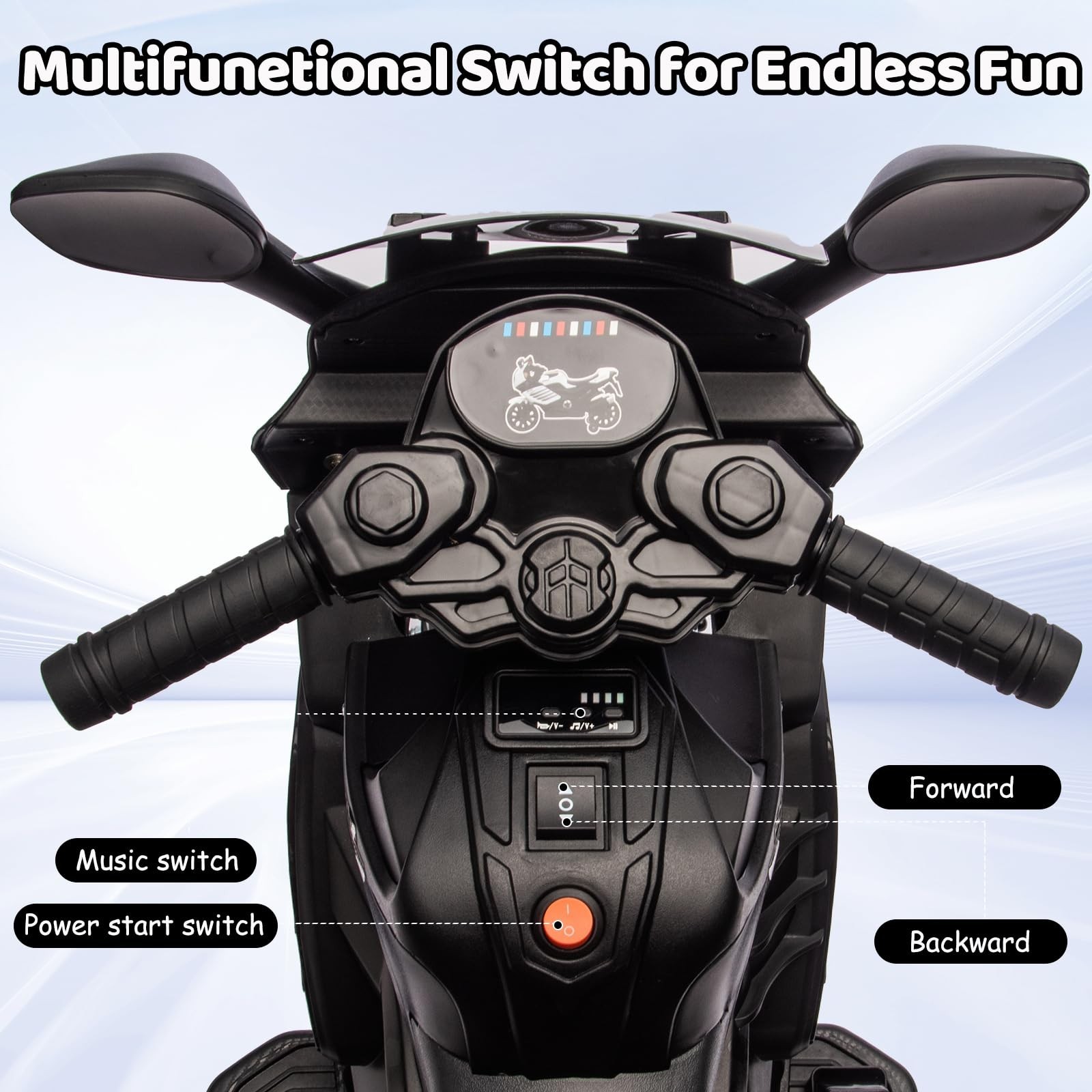 6V Kids Ride On Motorcycle – Battery Powered, Treaded Tires, Headlight, Horn, Mu
