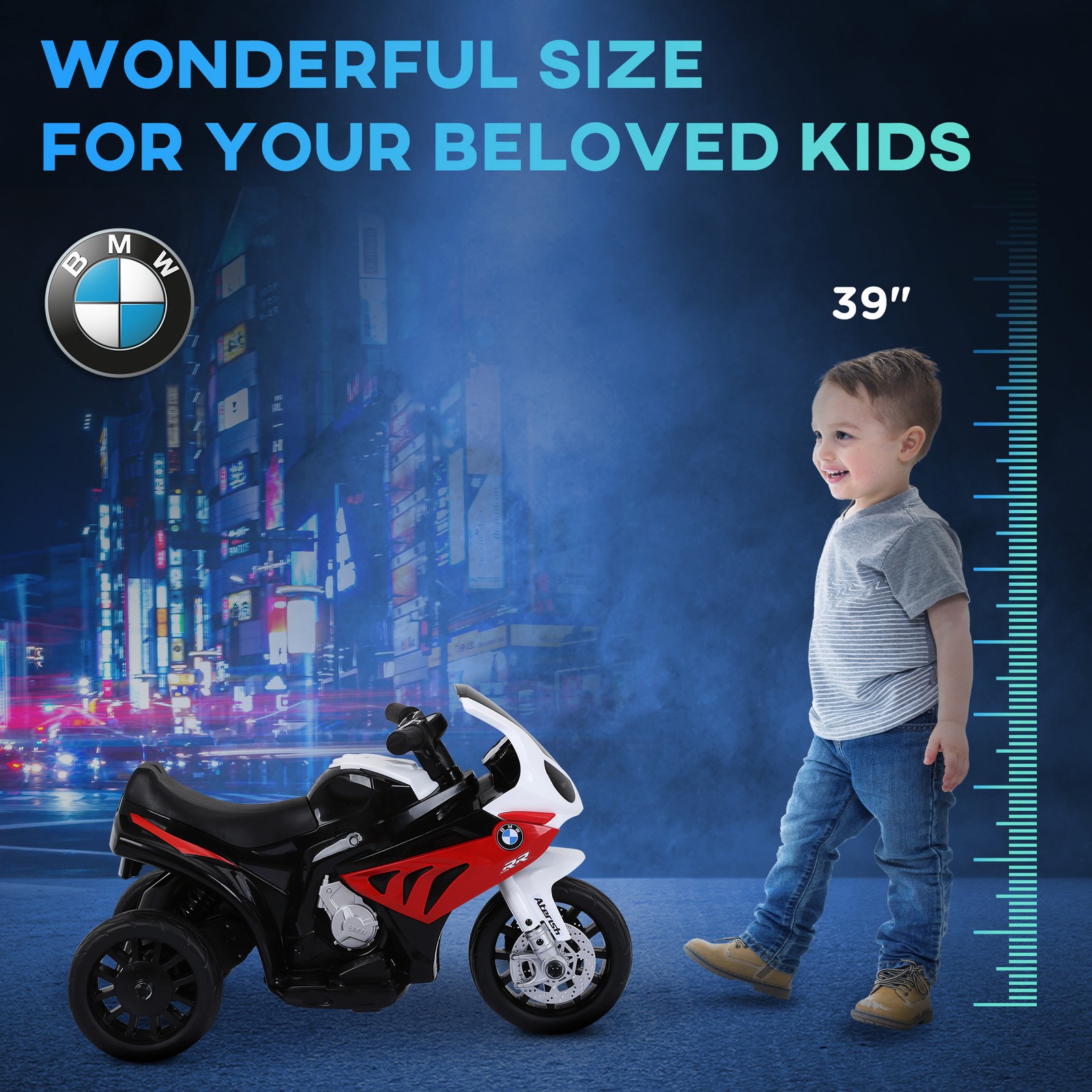 Aosom 6V Kids Motorcycle Licensed BMW, Toddler motorcycle with Headlight, Blue