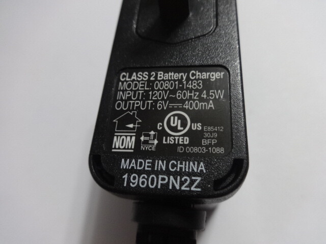 Original OEM Fisher-Price Power Wheels 00801-1483 6V Battery Charger 400mA
