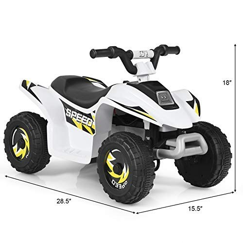 Costzon Kids 6V Battery Powered Electric ATV Ride On Quad White