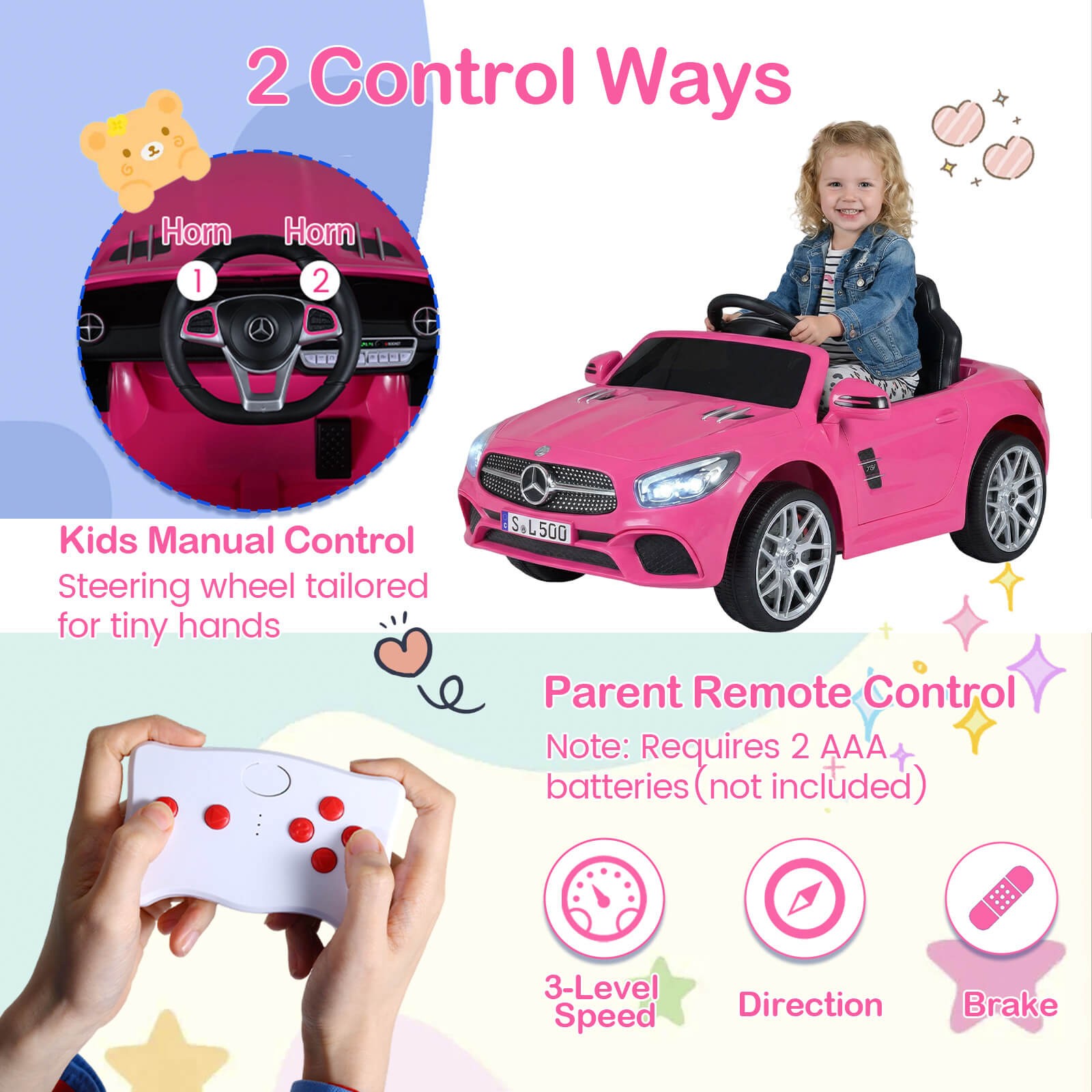 Licensed Mercedes-Benz SL R231 Kids Ride on Car 12V Electric Vehicle with Music