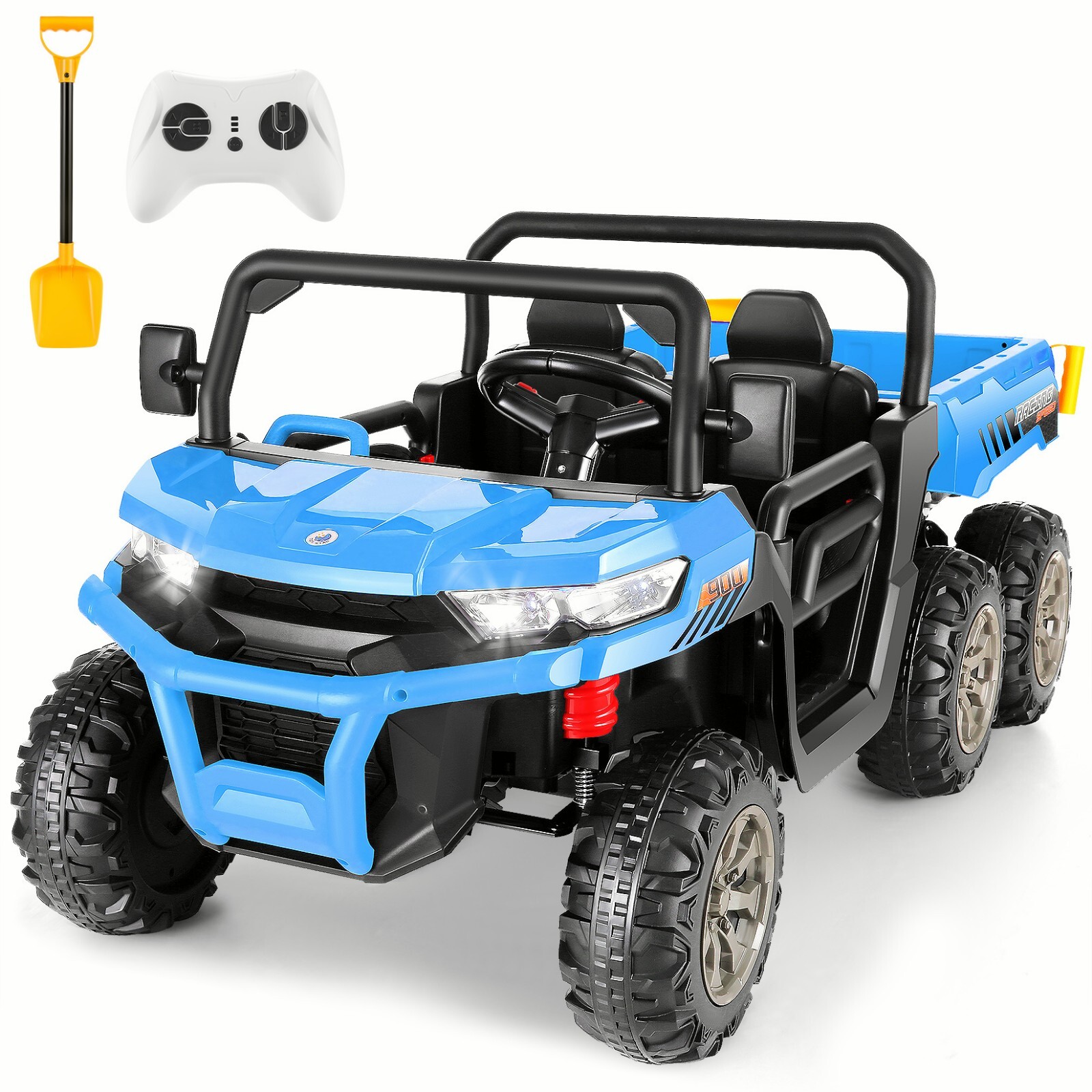 24V 2 Seater Ride On Car 4WD Electric Toy Tractor Trailer with Dump Bed Gift