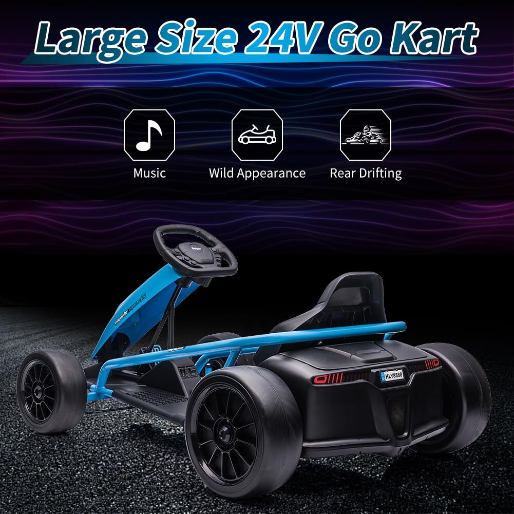24V Electric Go Kart for Kids Ride on Go Kart Drifting Circling Car Music Gift