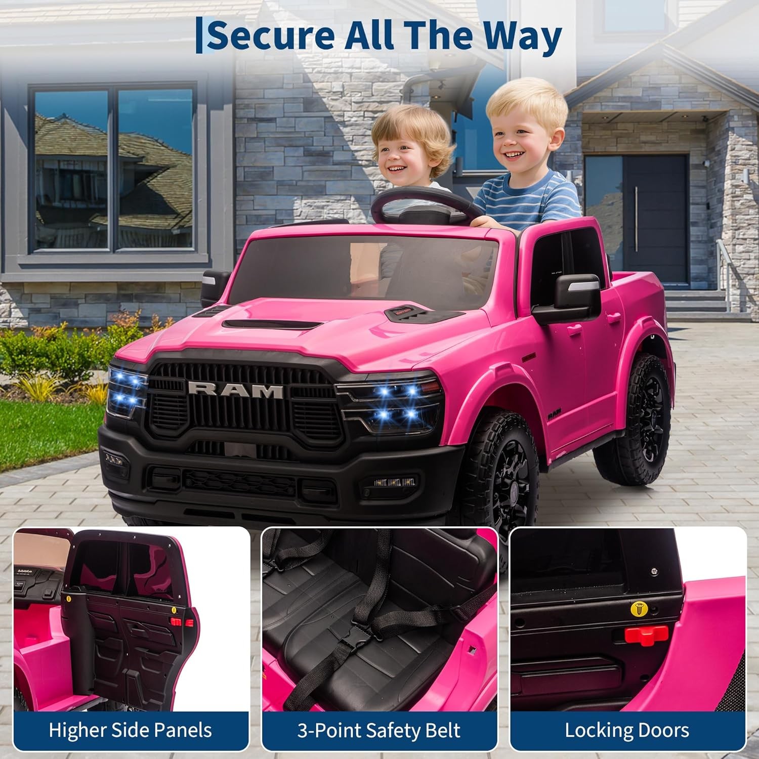 2 Seater Electric Car for Kids 24V Ride on Truck Toys Licensed RAM 2500 for Kids